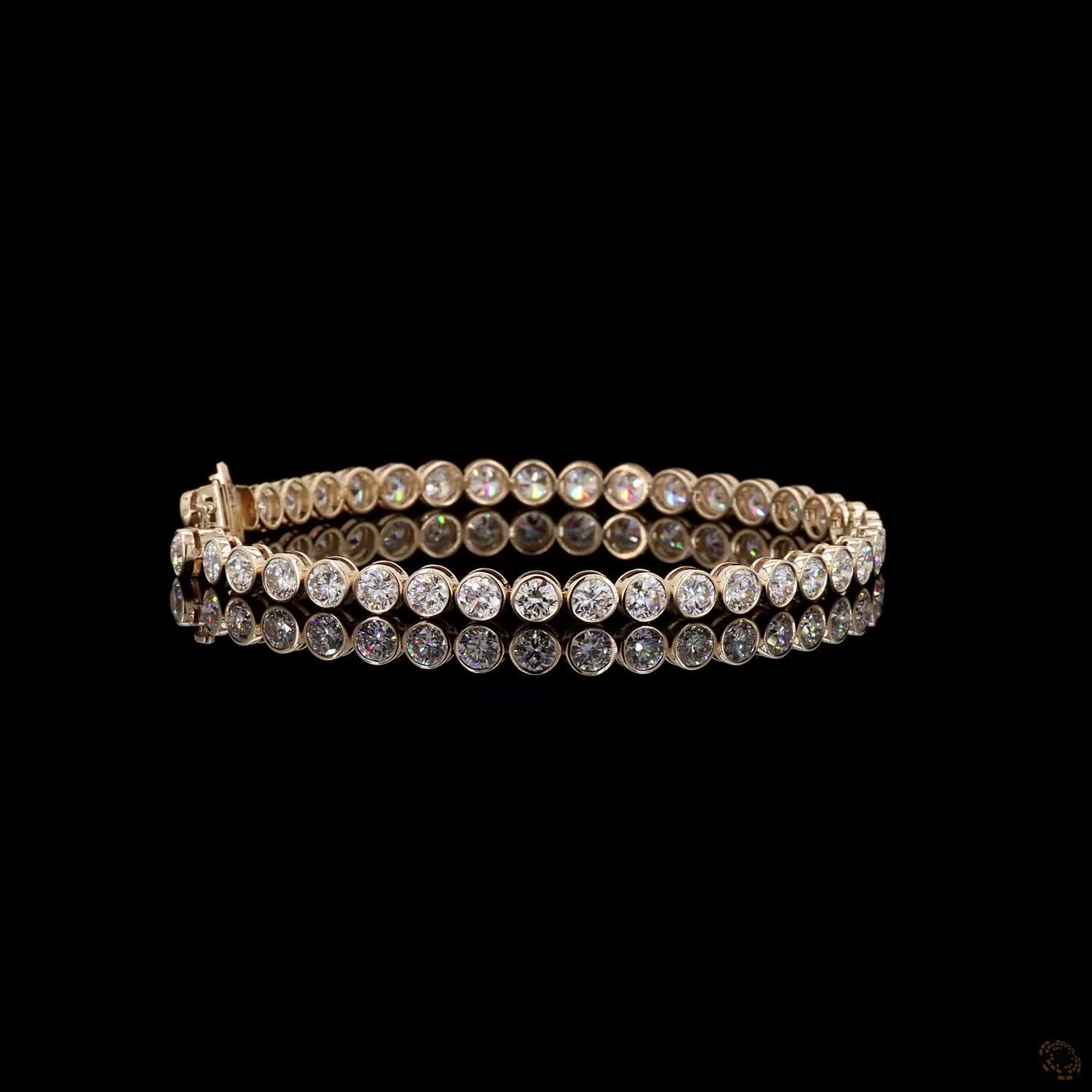 9.86 Ct Bezel-Set Round Diamond Tennis Bracelet in 14K Yellow Gold