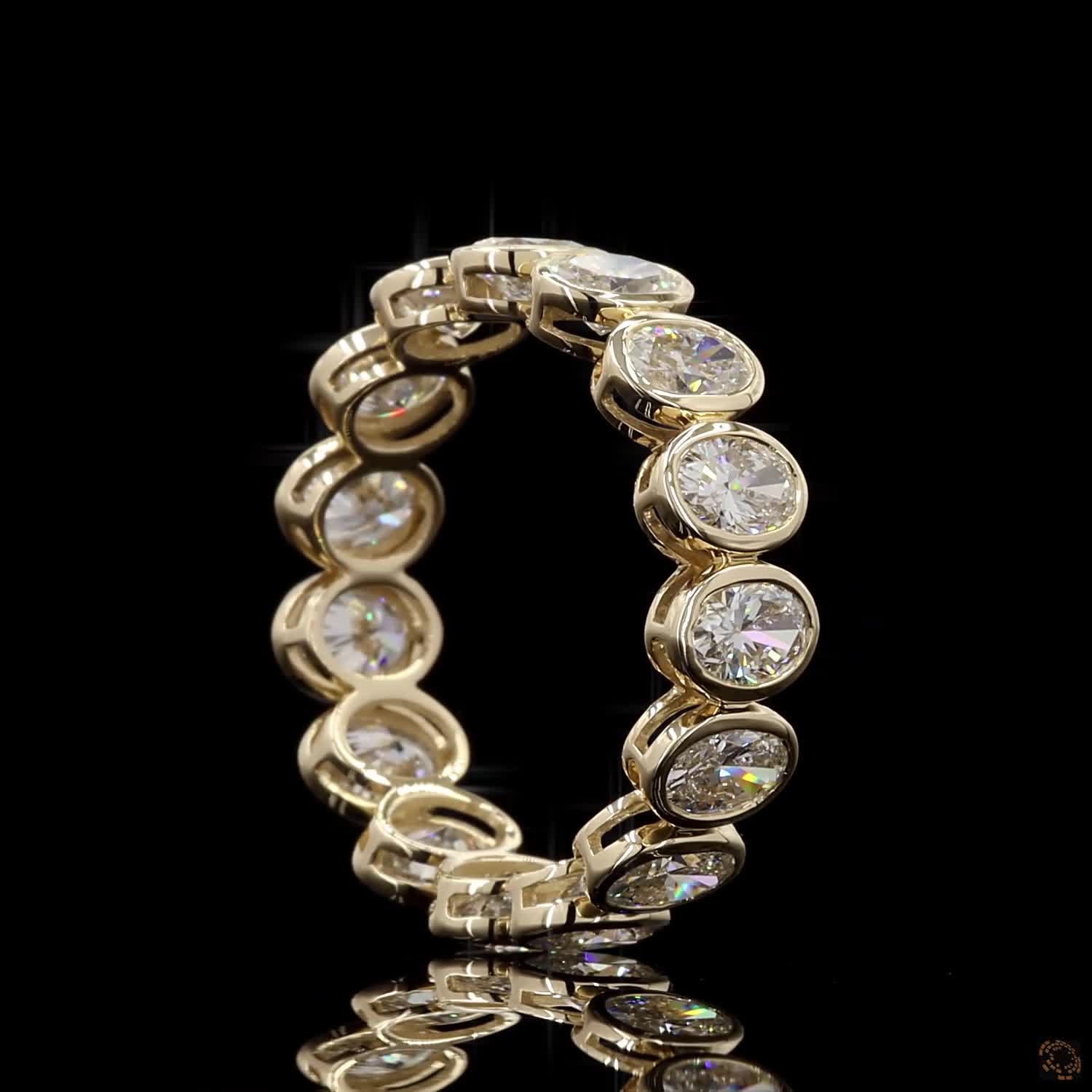 3.81 Ct Vertical Oval Cut Diamond Full Bezel Eternity Ring