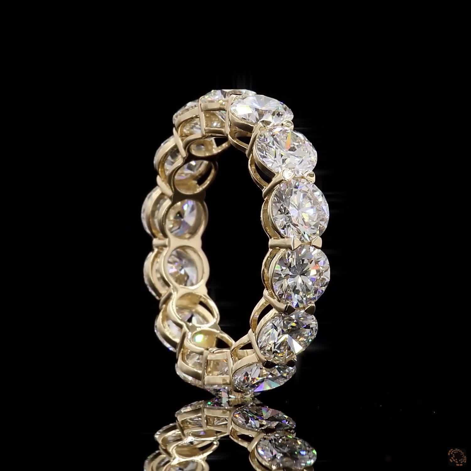 6.67 Ct Full Eternity Wedding Band, Round Brilliant Cut Shared Prong Bridal Band in White Gold