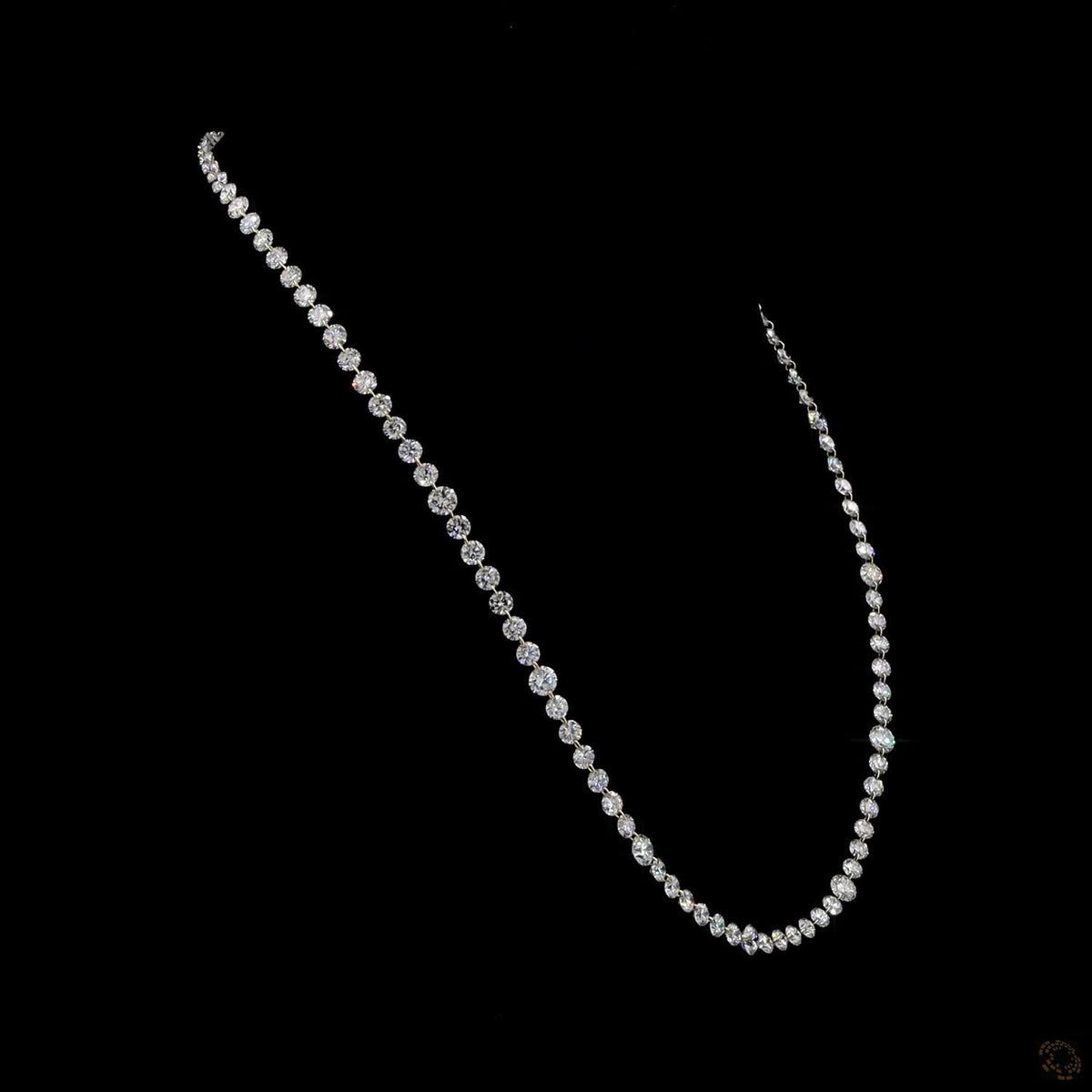 22.87 Ct graduated diamond tennis necklace, round brilliant diamond Riviera necklace, classic diamond