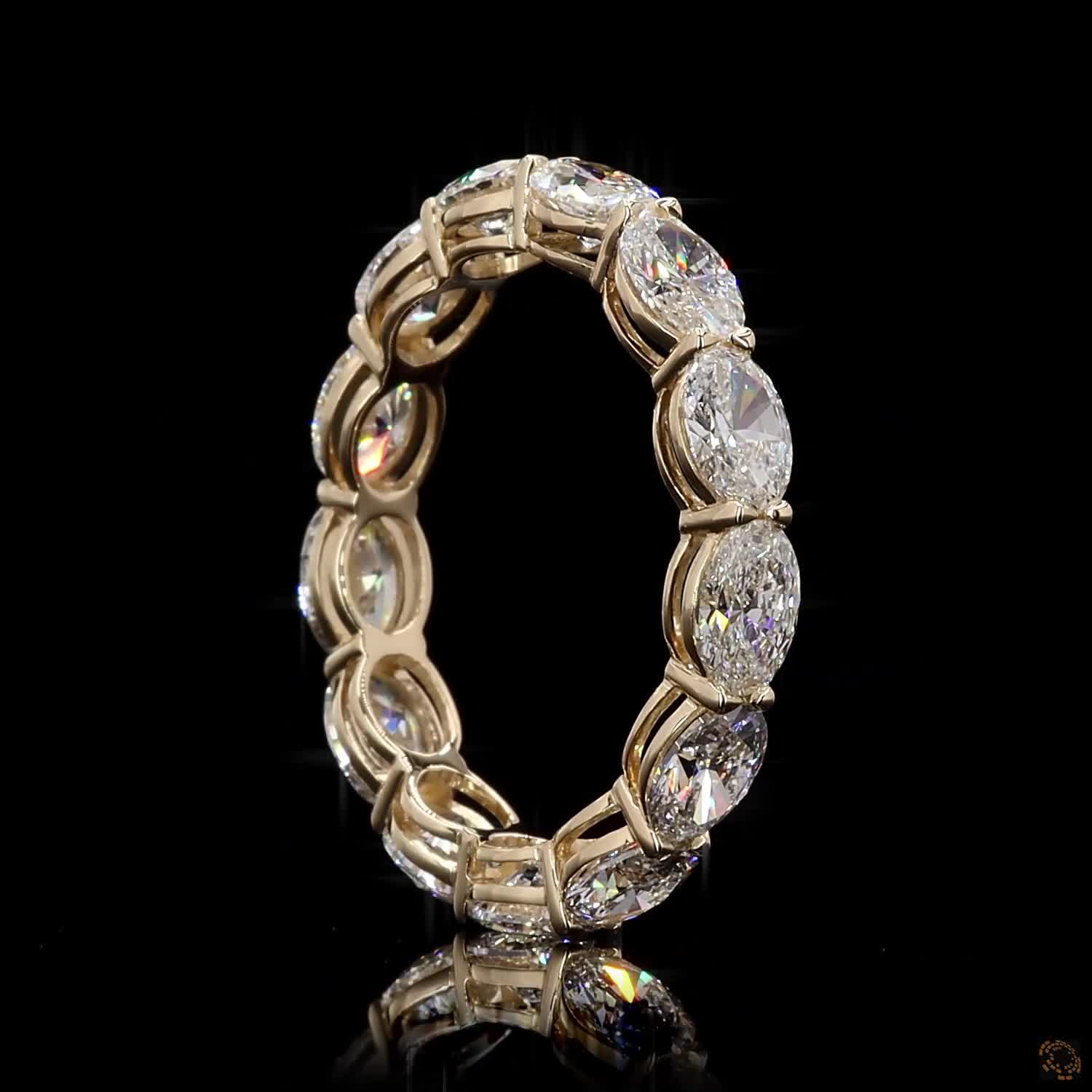 3.35 Ct East-West Oval Cut Diamond Eternity Ring in Yellow Gold