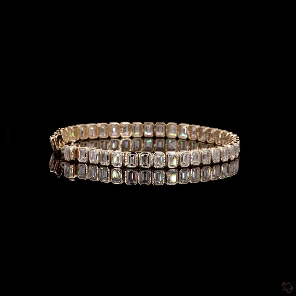 17.04 Ct Bezel-Set Emerald Cut Diamond Tennis Bracelet in 14K Yellow Gold