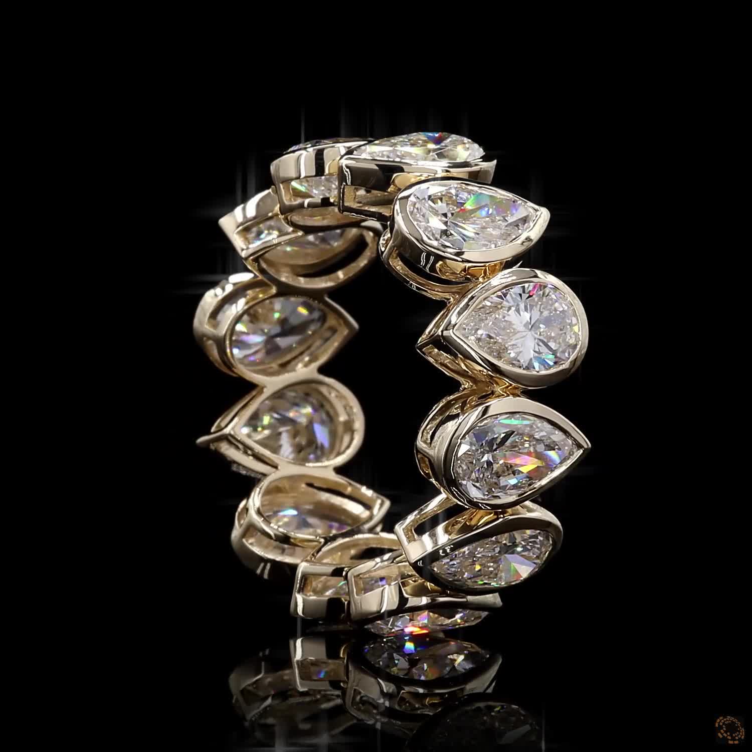 7.89 CT 14K Gold Pear Cut Diamond Eternity Band Ring | Luxury Teardrop Diamond Wedding & Anniversary Ring
