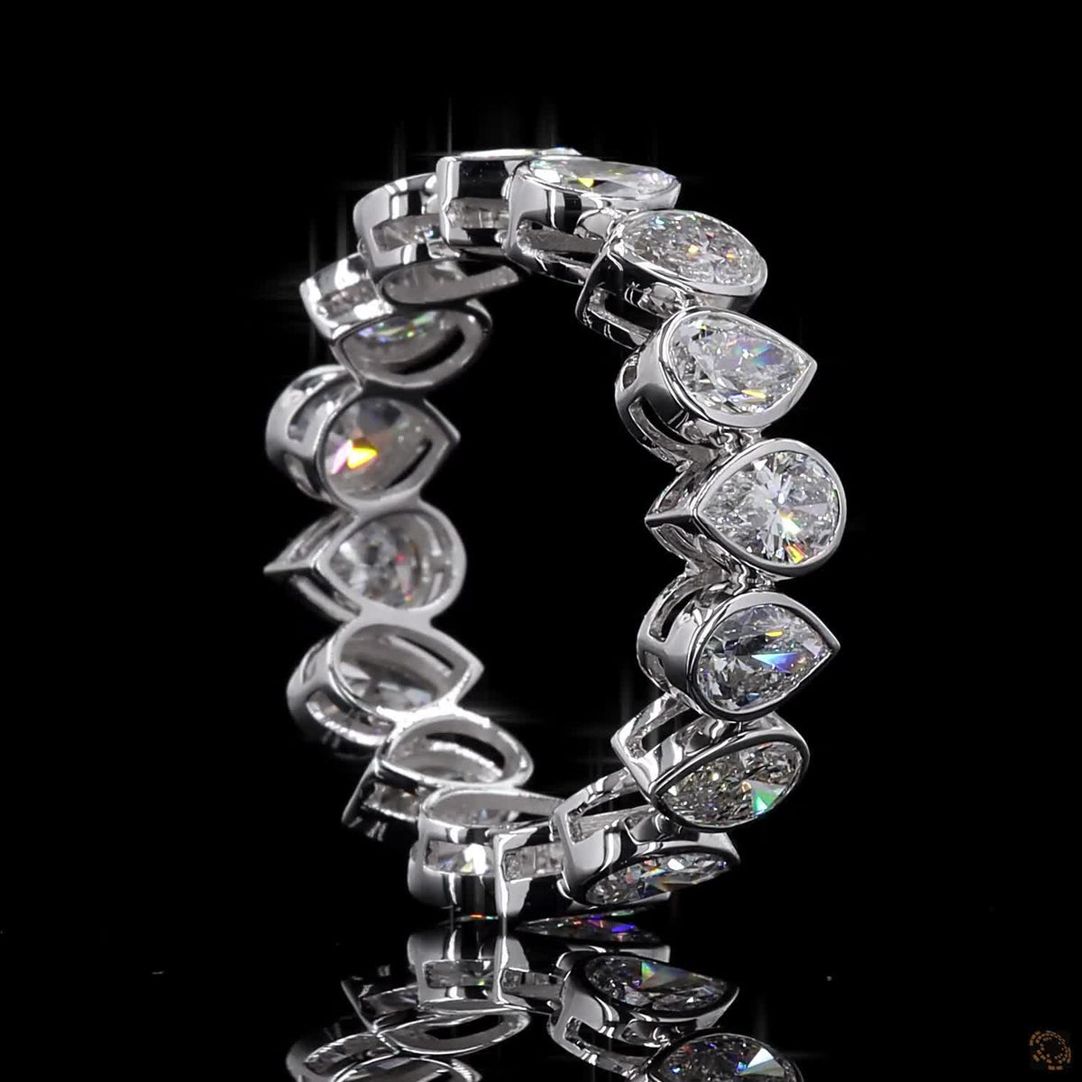 4.16 Ct Bezel-Set Pear Cut Diamond Eternity Band in White Gold