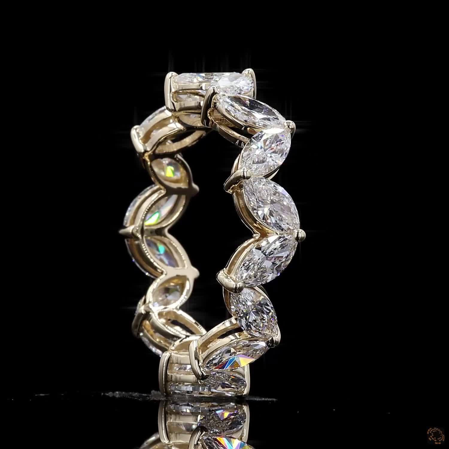 2.77 Ct Marquise Cut Diamond Eternity Ring | 14K Yellow Gold Lab Grown Diamond Wedding Band