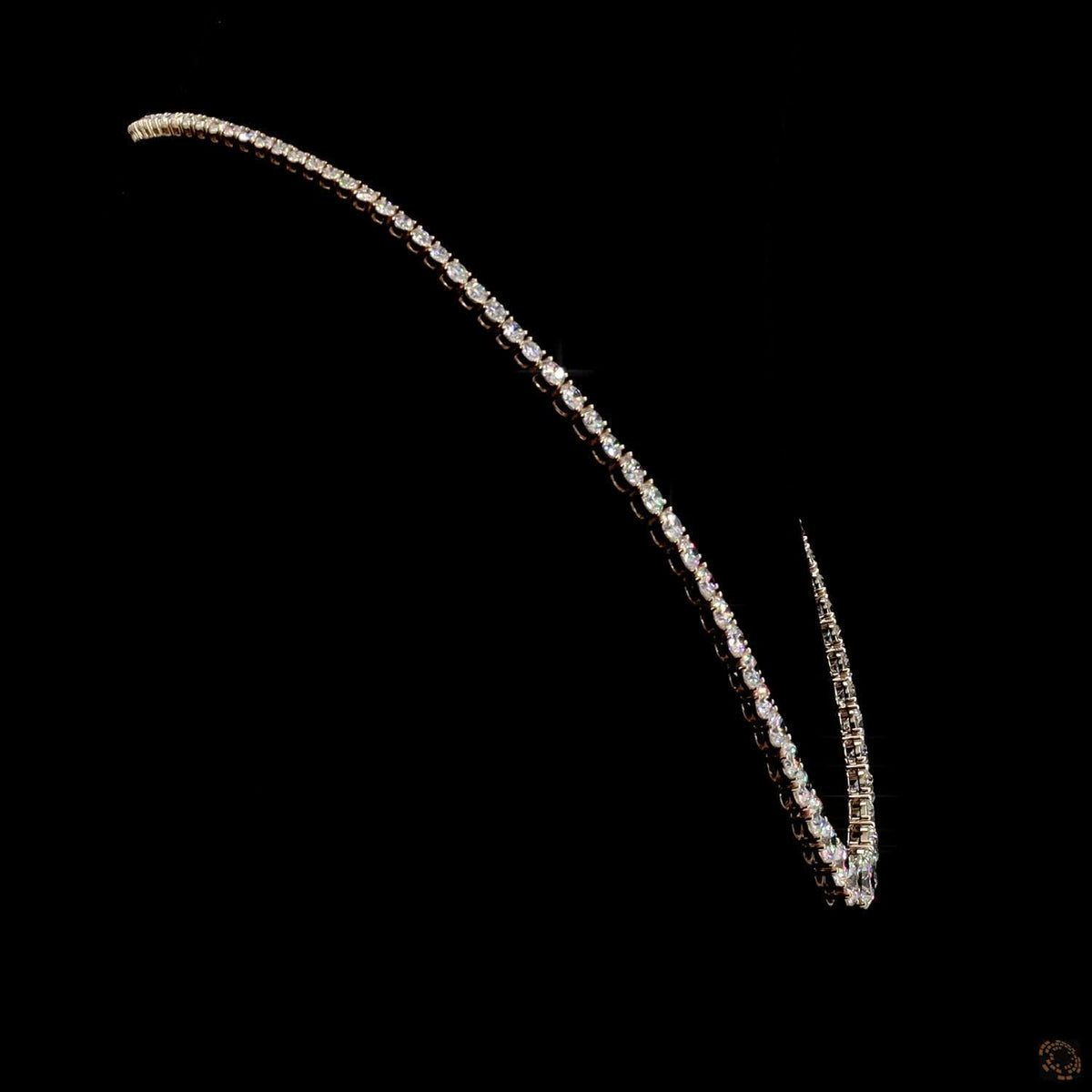 28.91 Ct Graduated diamond tennis necklace, round cut diamond Riviera necklace, gold diamond line necklace