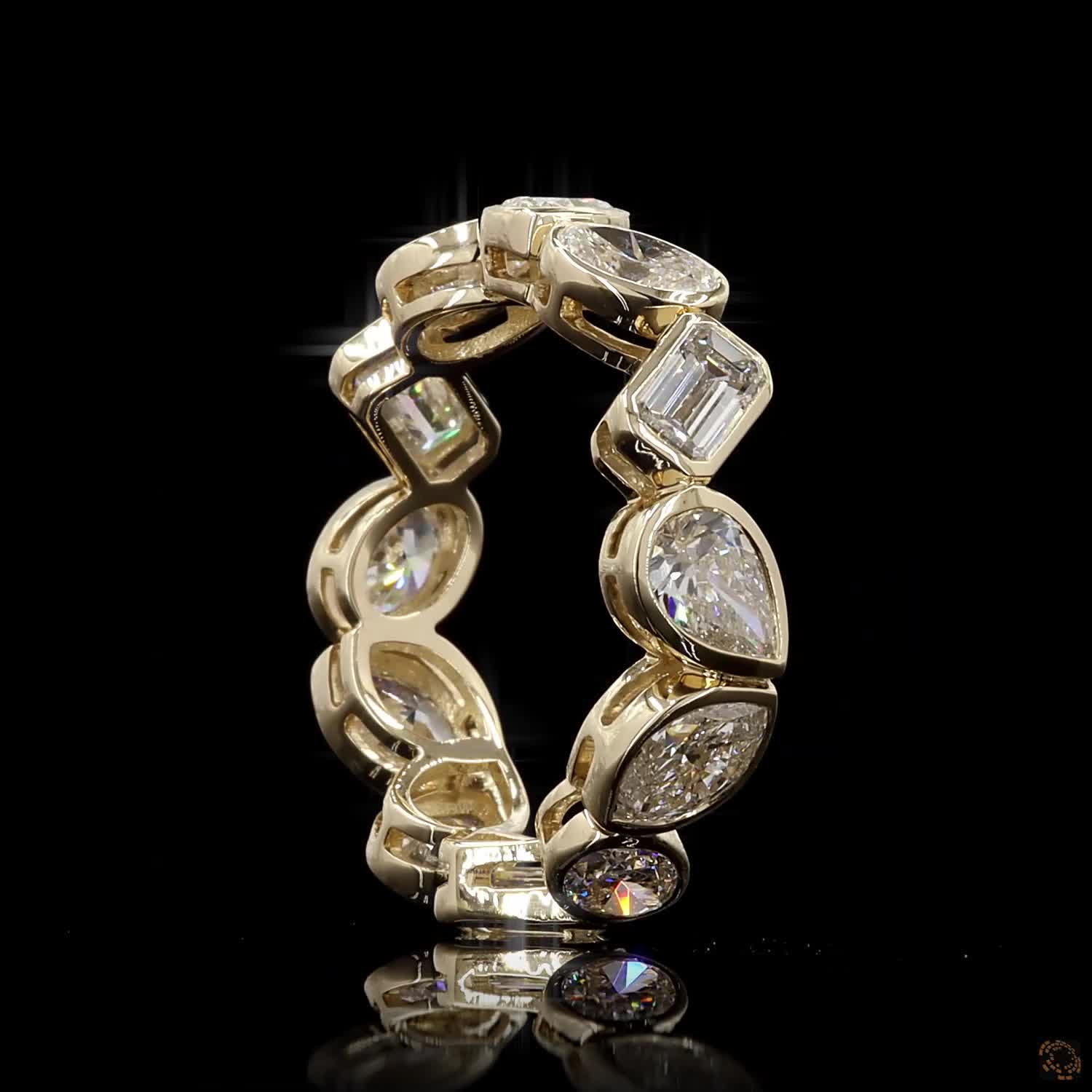 4.1 Ct Bezel-Set Multi-Shape Diamond Eternity Band in 14K Yellow Gold
