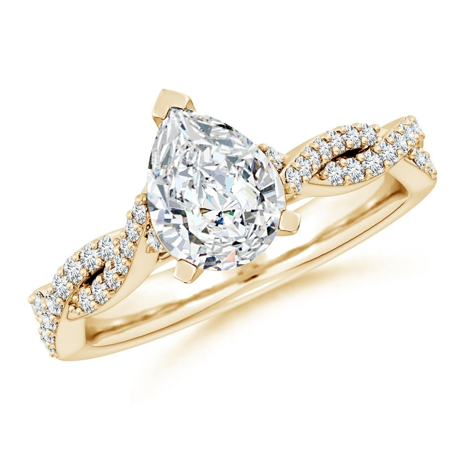 1.62 Ct In Pear Bardot Scallop Engagement Ring