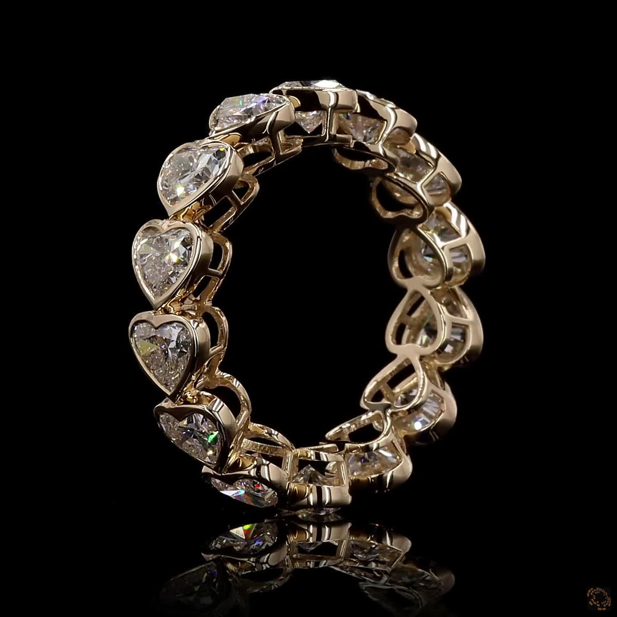 5.38 Ct Bezel-Set Heart Cut Diamond Eternity Band in 14K Yellow Gold