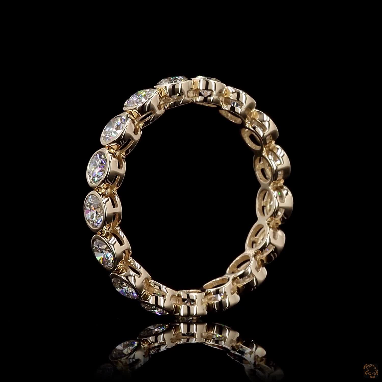 1.90 Ct Round Cut Diamond Bezel Eternity Band – 14K Yellow Gold Floating Bezel Wedding Ring