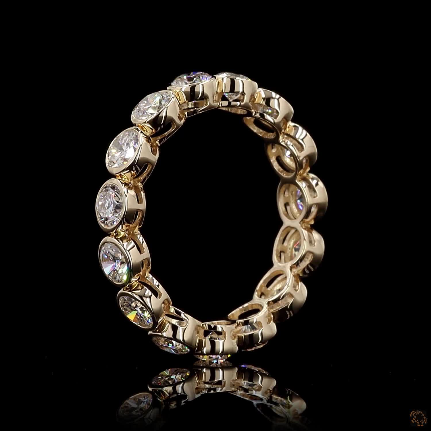2.79 Ct Round Cut Diamond Bezel Eternity Band – 14KYellow Gold Floating Bezel Wedding Ring