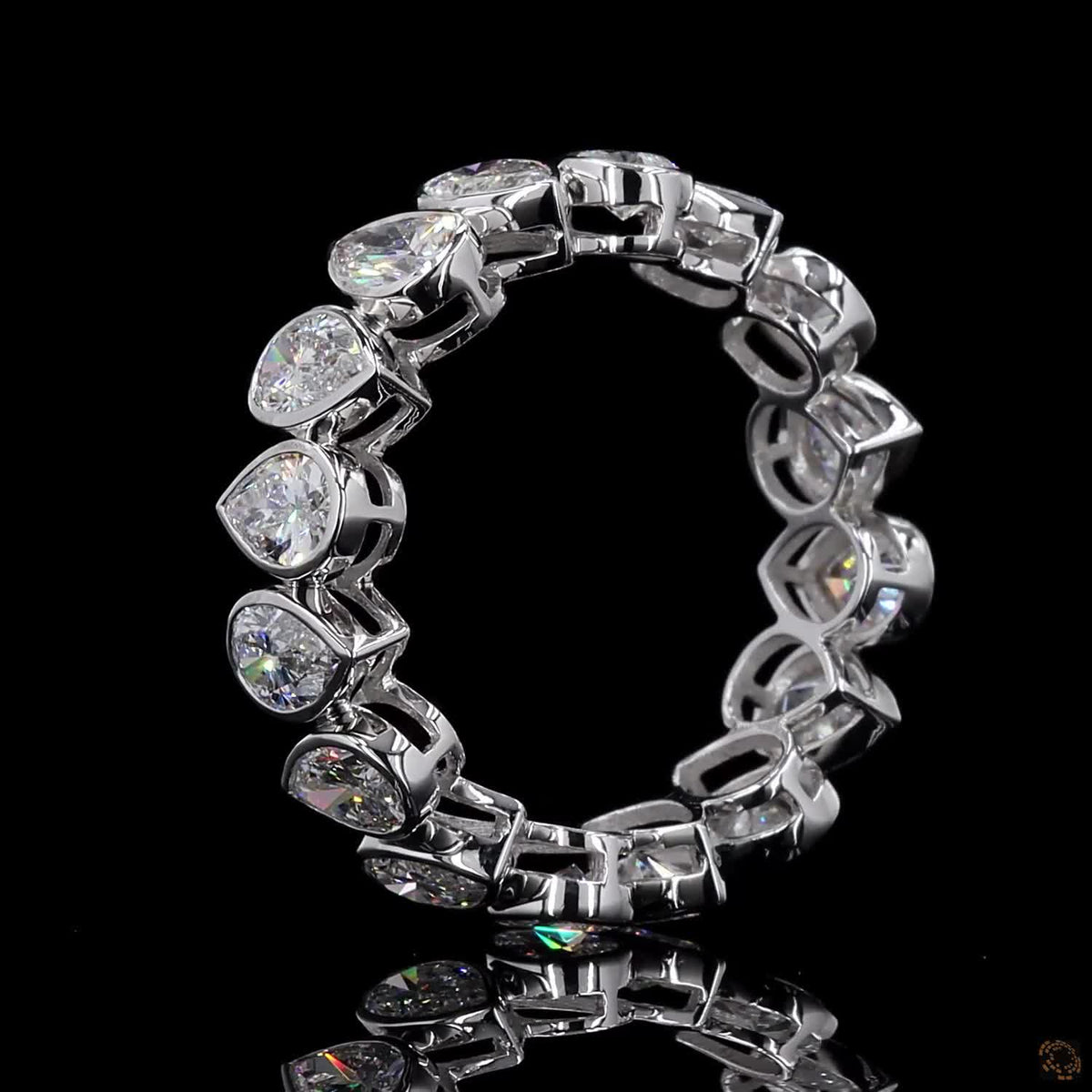 4.16 Ct Bezel-Set Pear Cut Diamond Eternity Band in White Gold