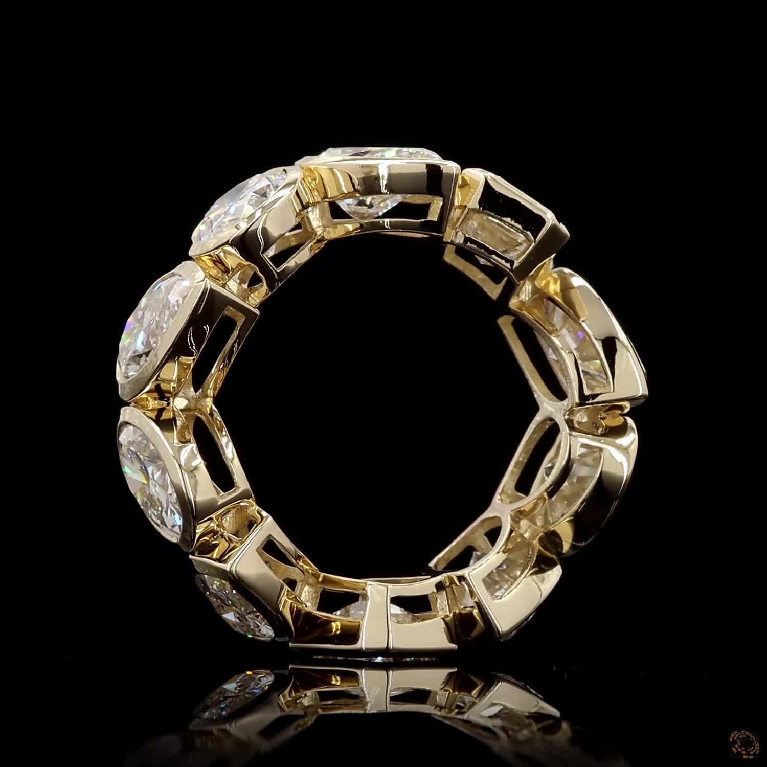 11.10 Ct Mixed Shape Bezel Set Lab Grown Diamond Eternity Band Ring in 14K Yellow Gold | Full Eternity Wedding Band | Anniversary Gift for Women