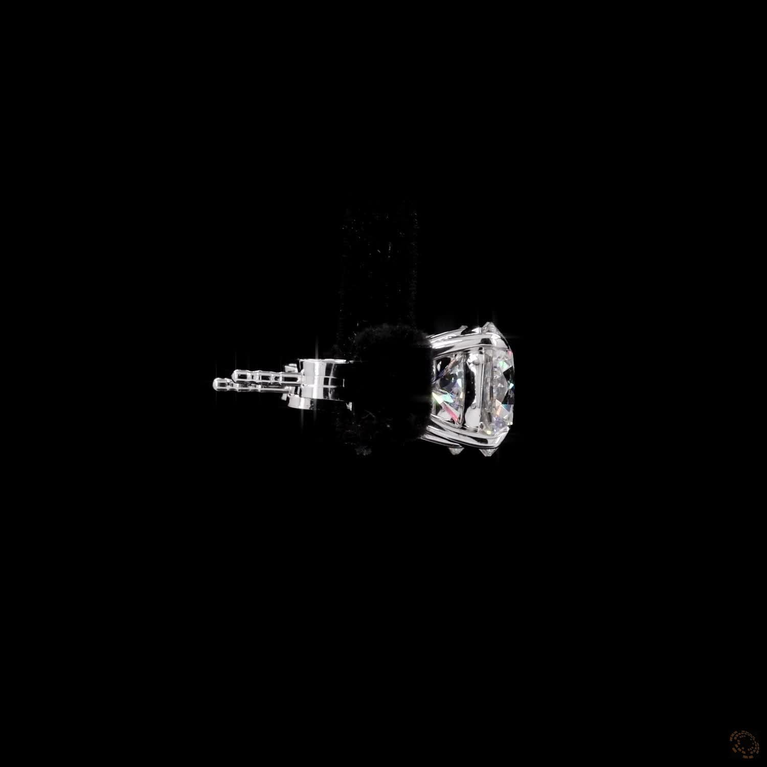 4.10 Ct Classic Round Cut Diamond Solitaire Stud Earrings in 14K White Gold | 4-Prong Basket Setting with Friction Backs