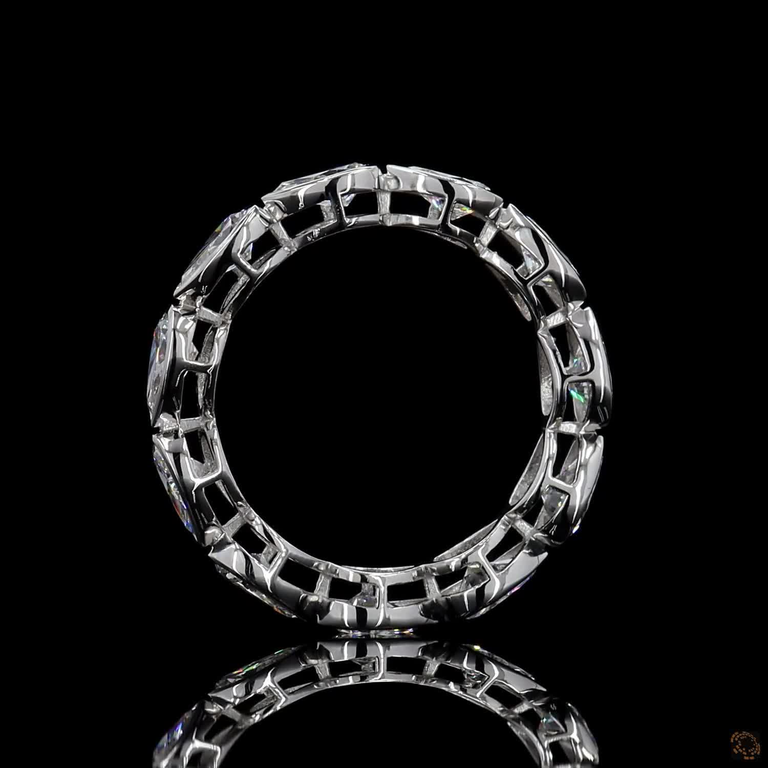 2.72 Ct Full Pear Diamond Eternity Band | Modern Bezel Set Teardrop Diamond Engagement Ring for Women