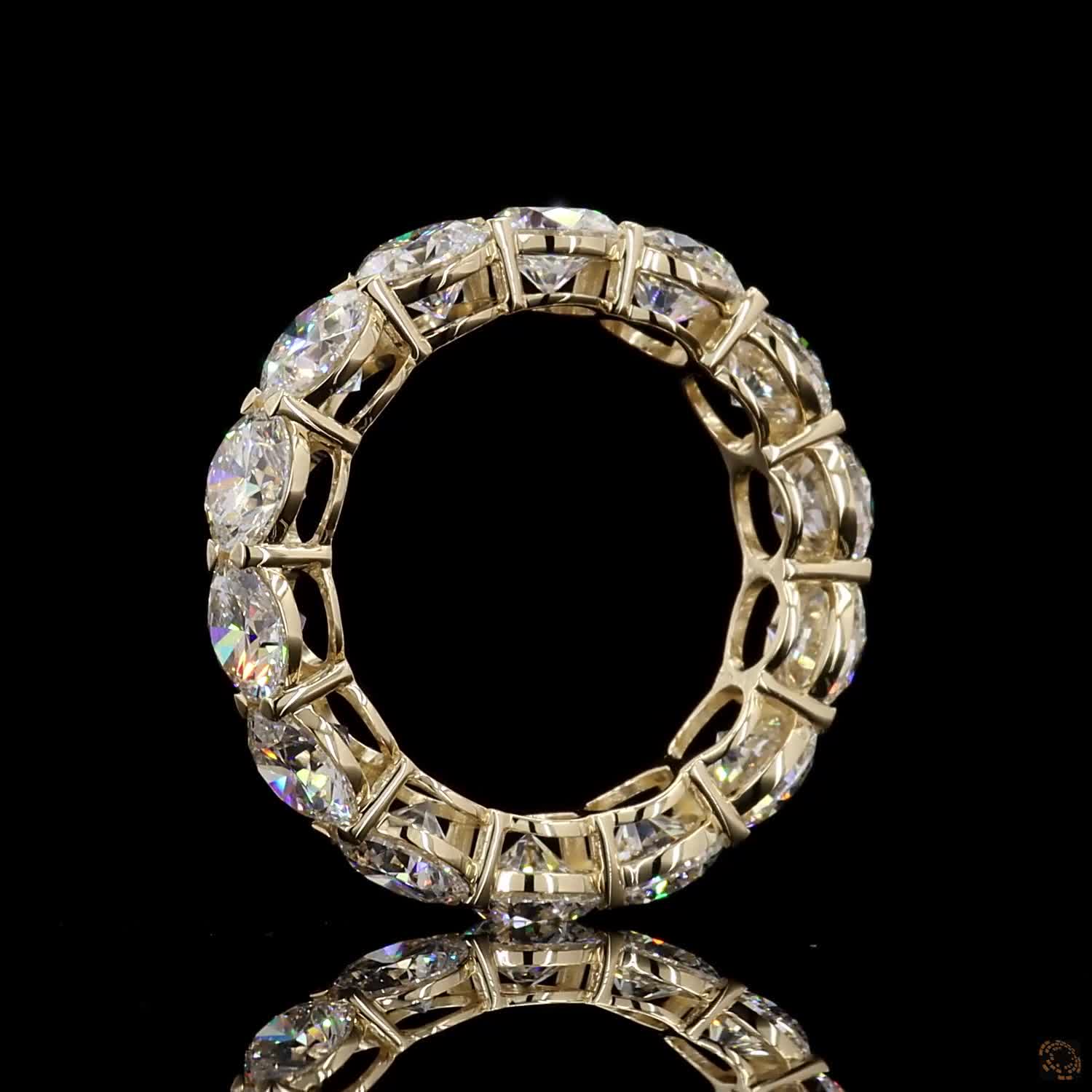 6.67 Ct Full Eternity Wedding Band, Round Brilliant Cut Shared Prong Bridal Band in White Gold