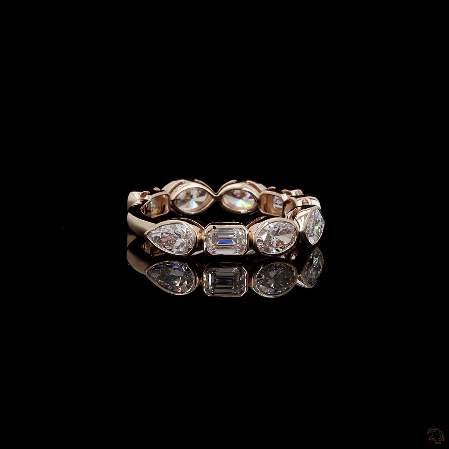 2.56 Ct Multi-Shape Bezel-Set Diamond Eternity Band / Confetti Mixed-Cut Diamond Ring