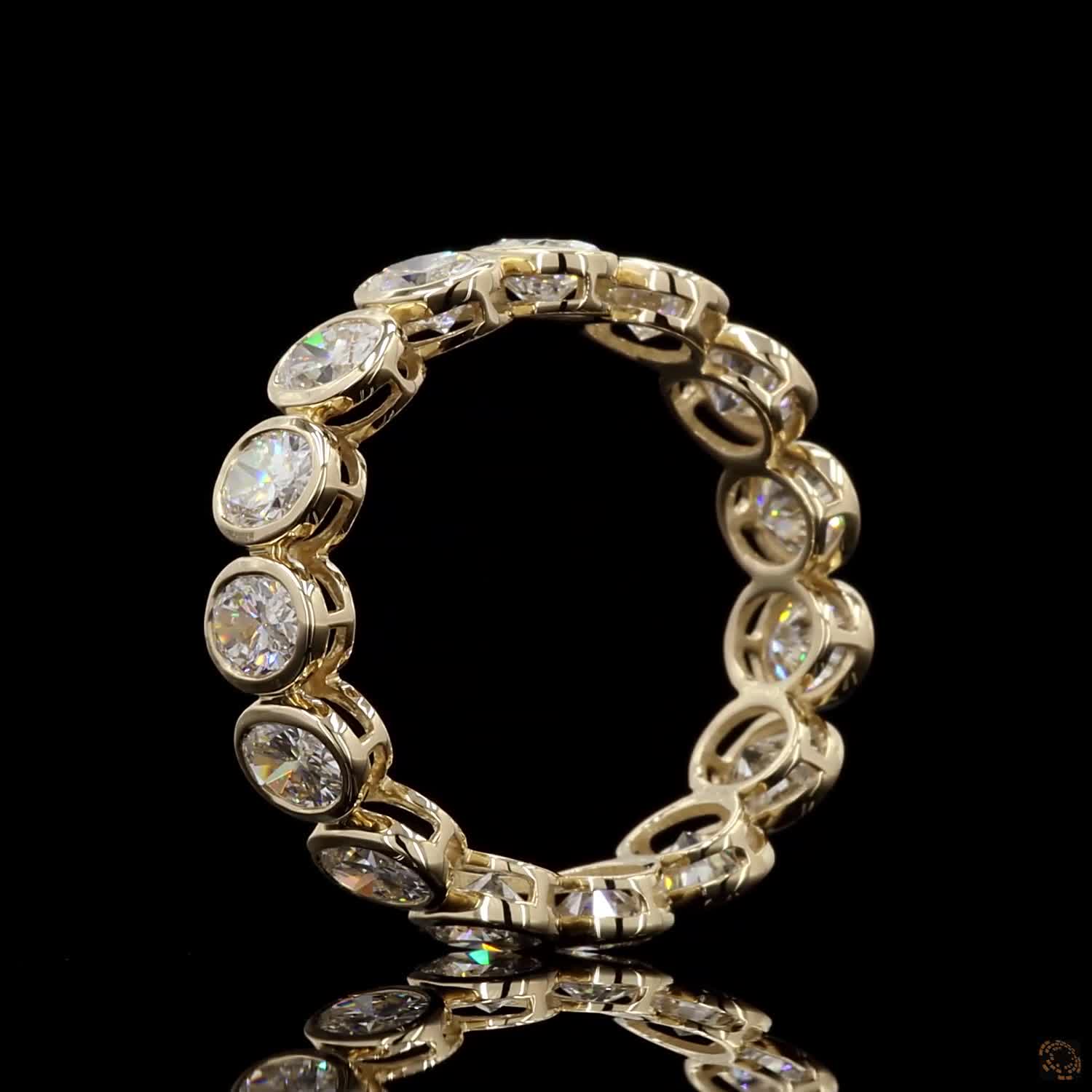 3.81 Ct Vertical Oval Cut Diamond Full Bezel Eternity Ring