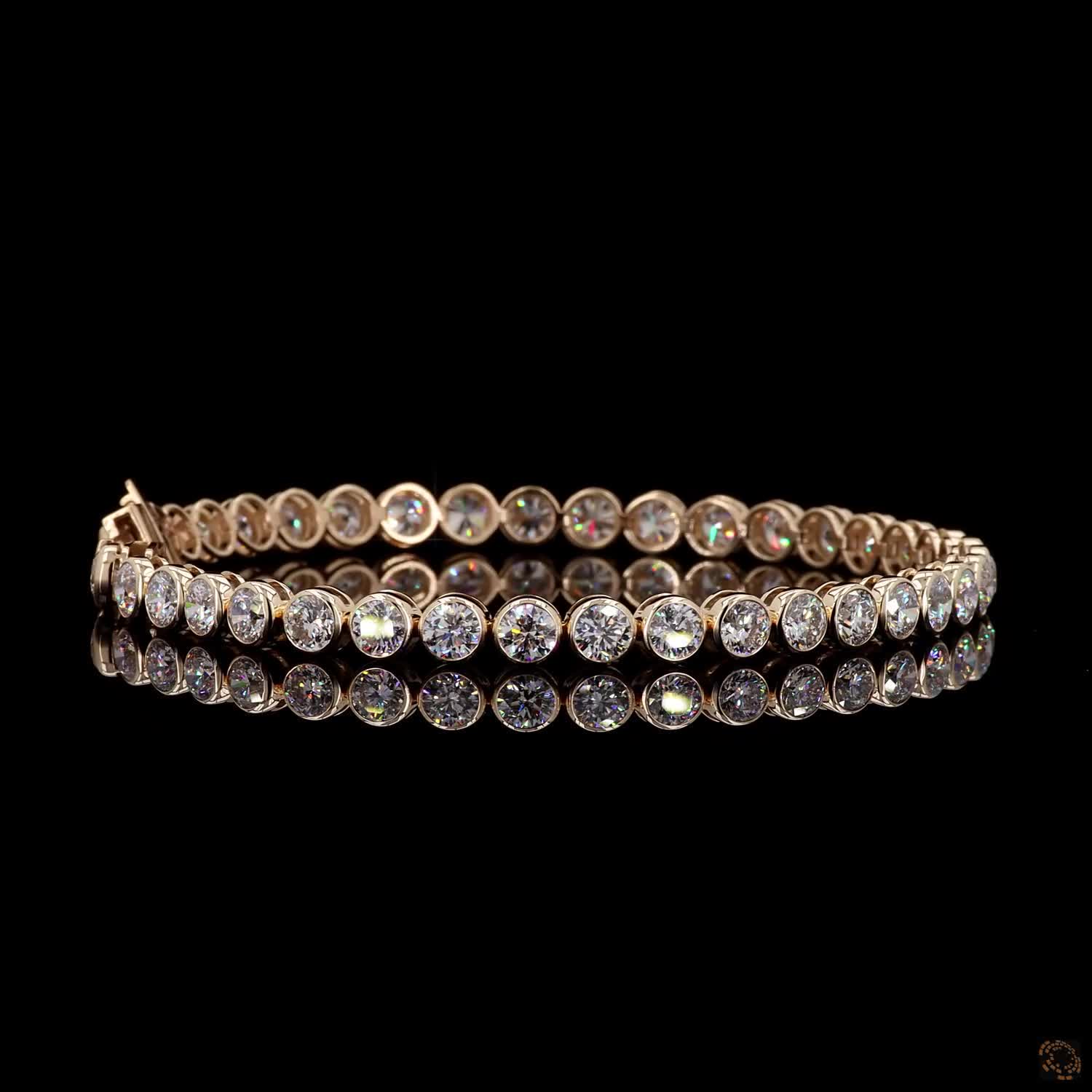 9.86 Ct Bezel-Set Round Diamond Tennis Bracelet in 14K Yellow Gold