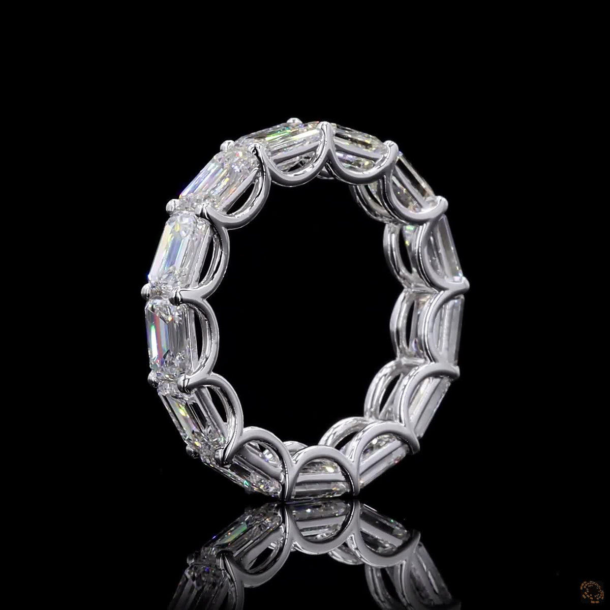 6.83 Ct East-West Emerald Cut Diamond Eternity Band set in white gold