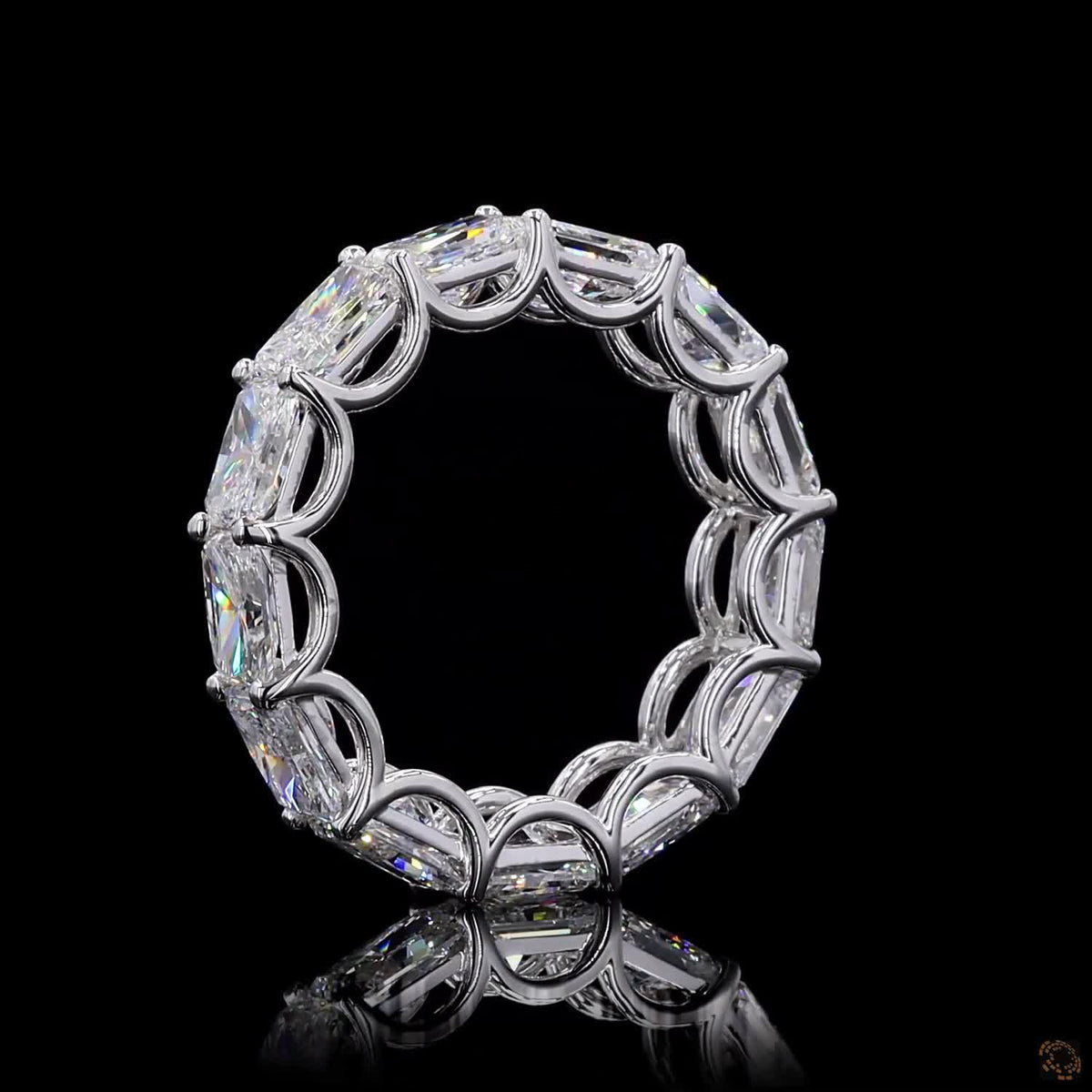 6.79 Ct East West Radiant Cut Eternity Band, Horizontal Radiant Cut Wedding Band, East-West Diamond Eternity Ring, Scalloped Basket Radiant Eternity Ring