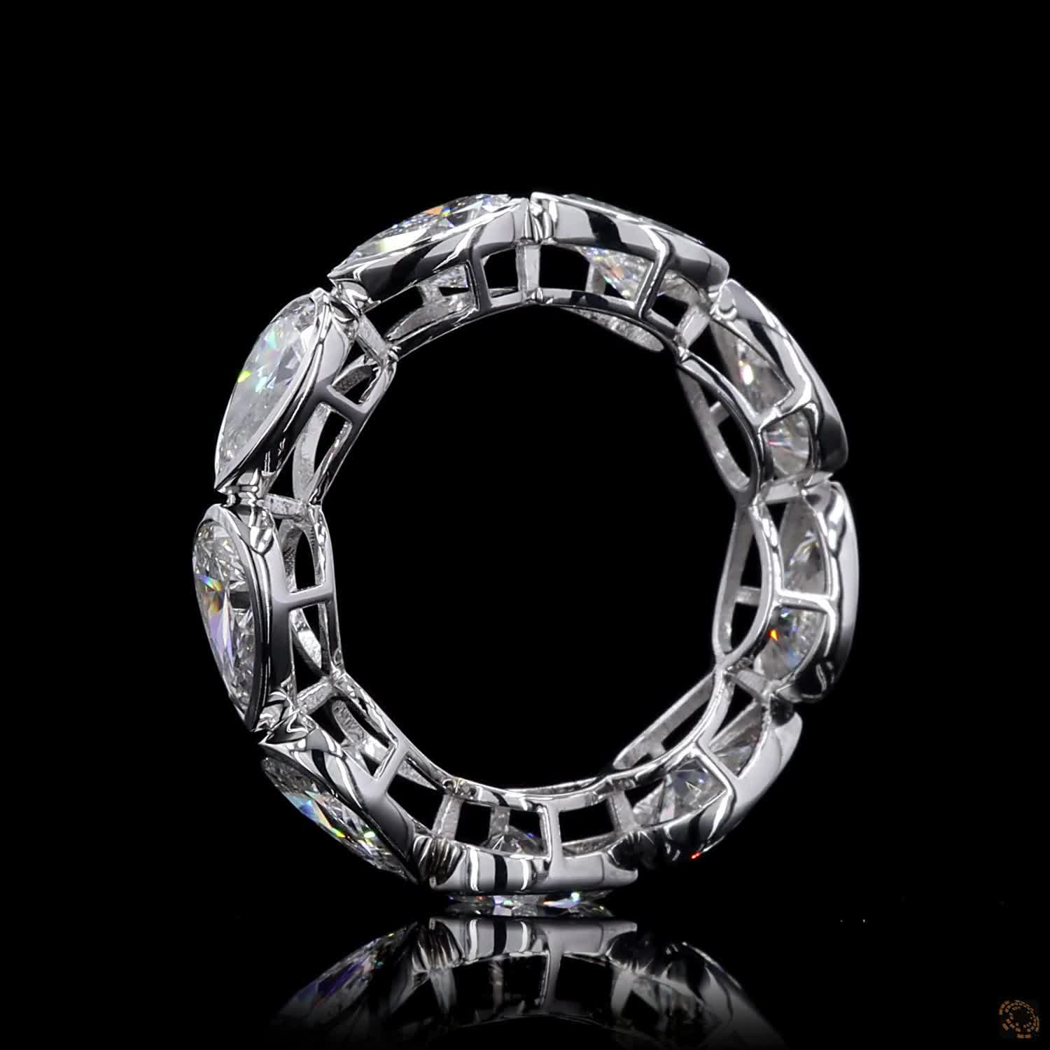5.16 Ct Bezel Set Pear Cut lab-grown Diamond Eternity Ring