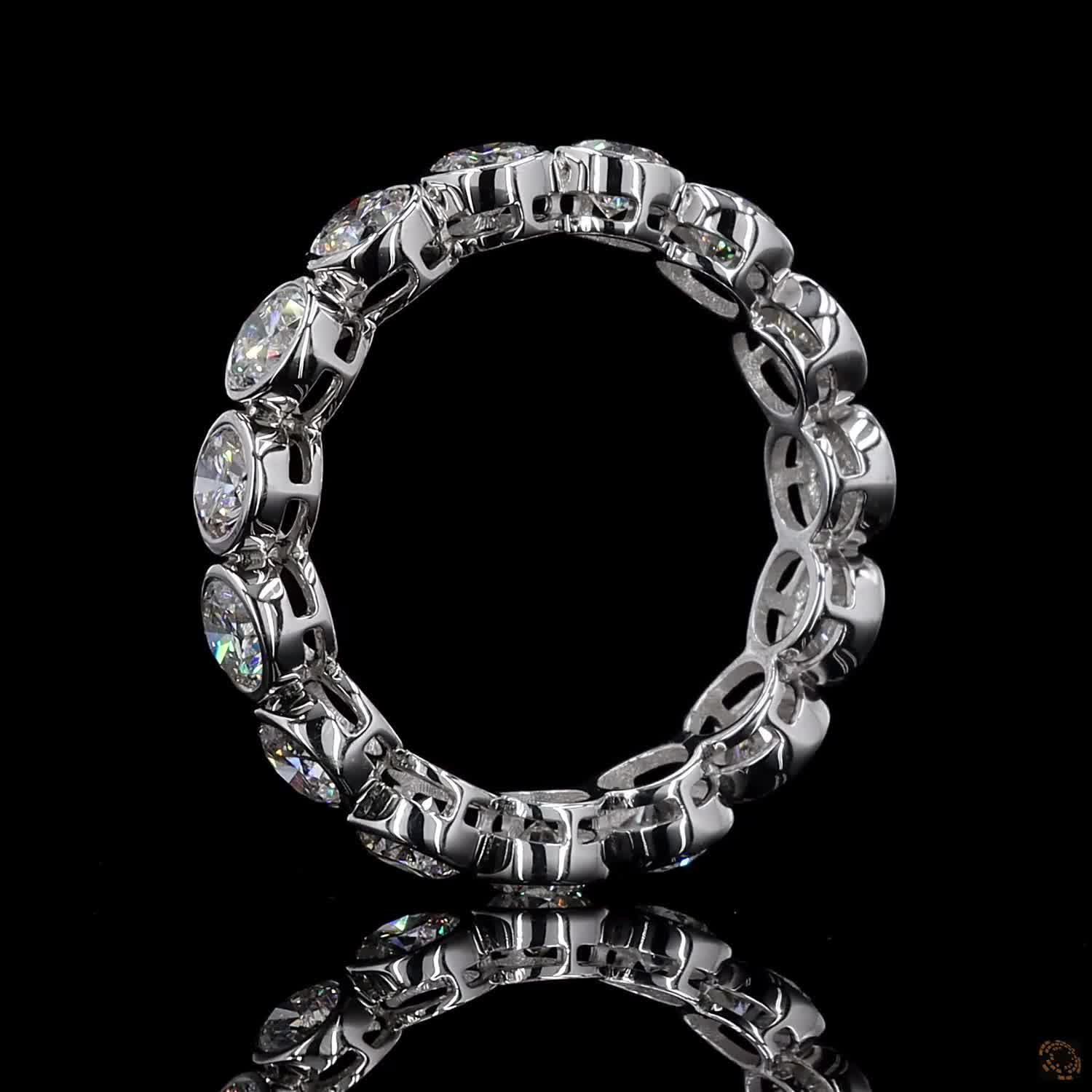 2.78 Ct Round Cut Diamond Bezel Eternity Band – 14K White Gold Floating Bezel Wedding Ring