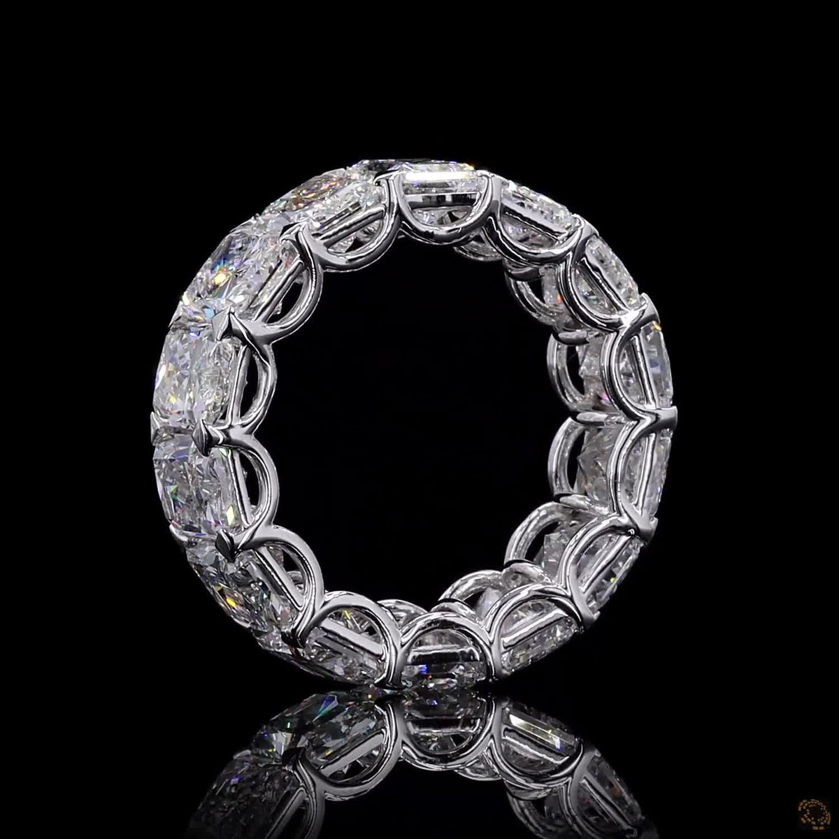 14.6 Ct Radiant Cut Diamond Eternity Band, Vertical Radiant Cut Wedding Ring, Elongated Cushion Eternity Band, Shared-Prong Radiant Ring