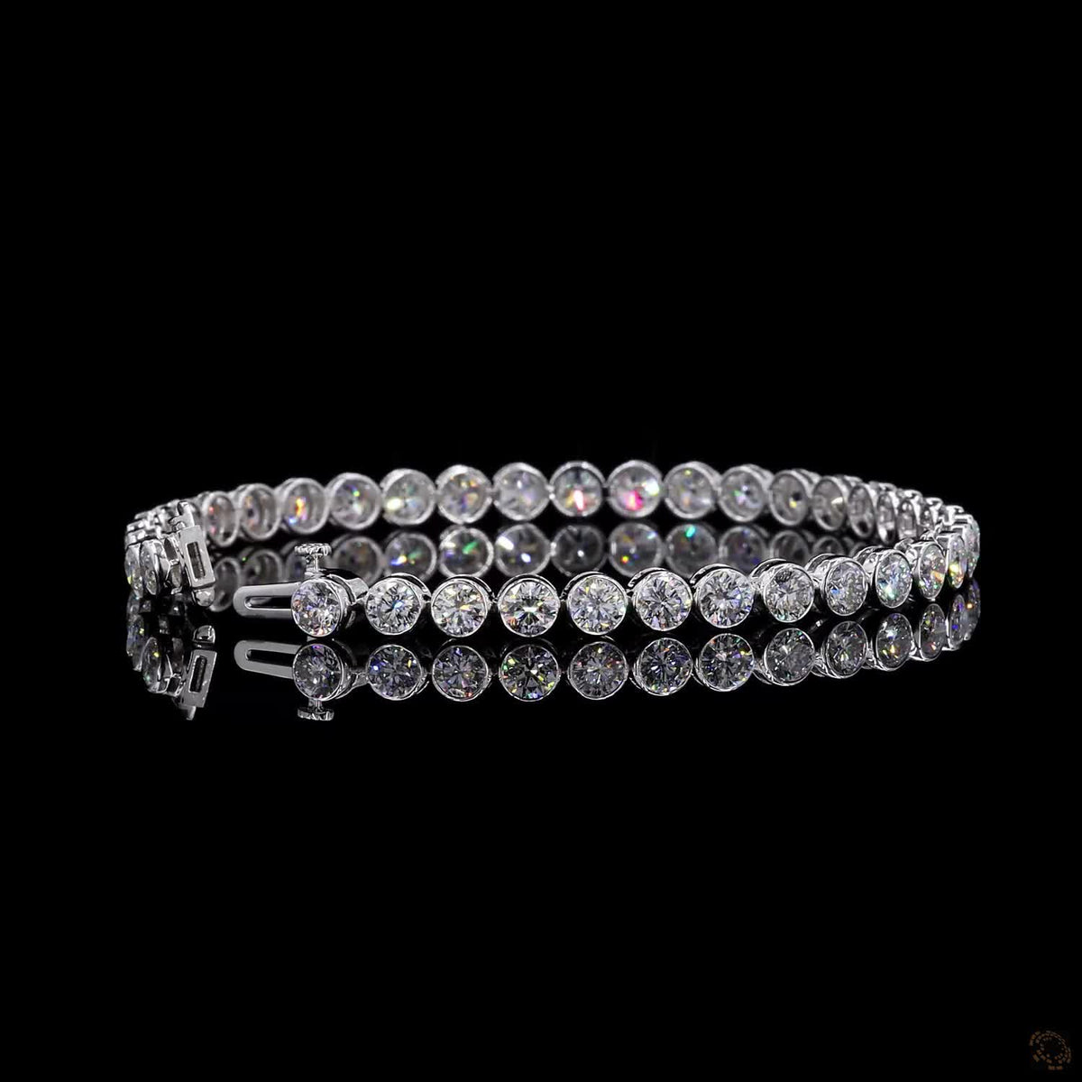 10.02 Ct Bezel-Set Round Diamond Tennis Bracelet in White Gold
