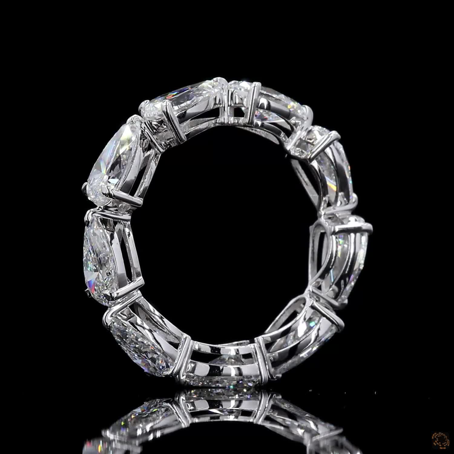 5.14 Ct Pear Cut Lab Grown Diamond Eternity Band Ring in 14K White Gold | Shared Prong Full Eternity Wedding Band | Anniversary Ring for Women