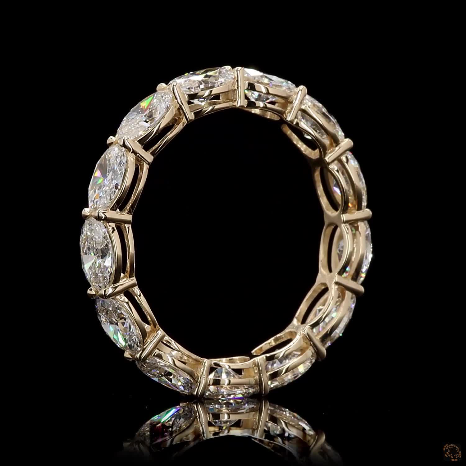 3.35 Ct East-West Oval Cut Diamond Eternity Ring in Yellow Gold