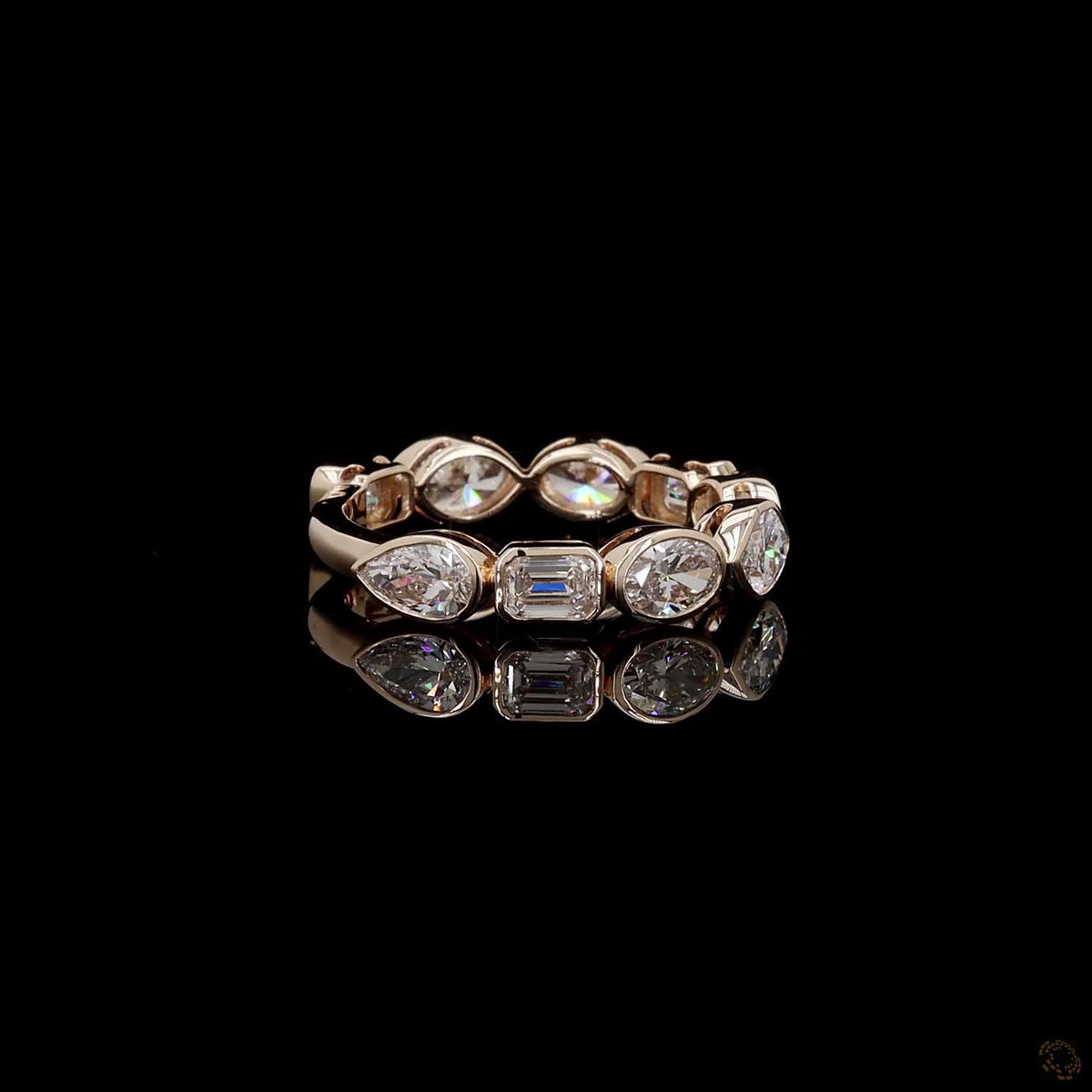 2.69 Ct Multi-Shape Cut Mix Alternating Emerald, Marquise, Pear, and Oval diamonds in horizontalEast-West orientations