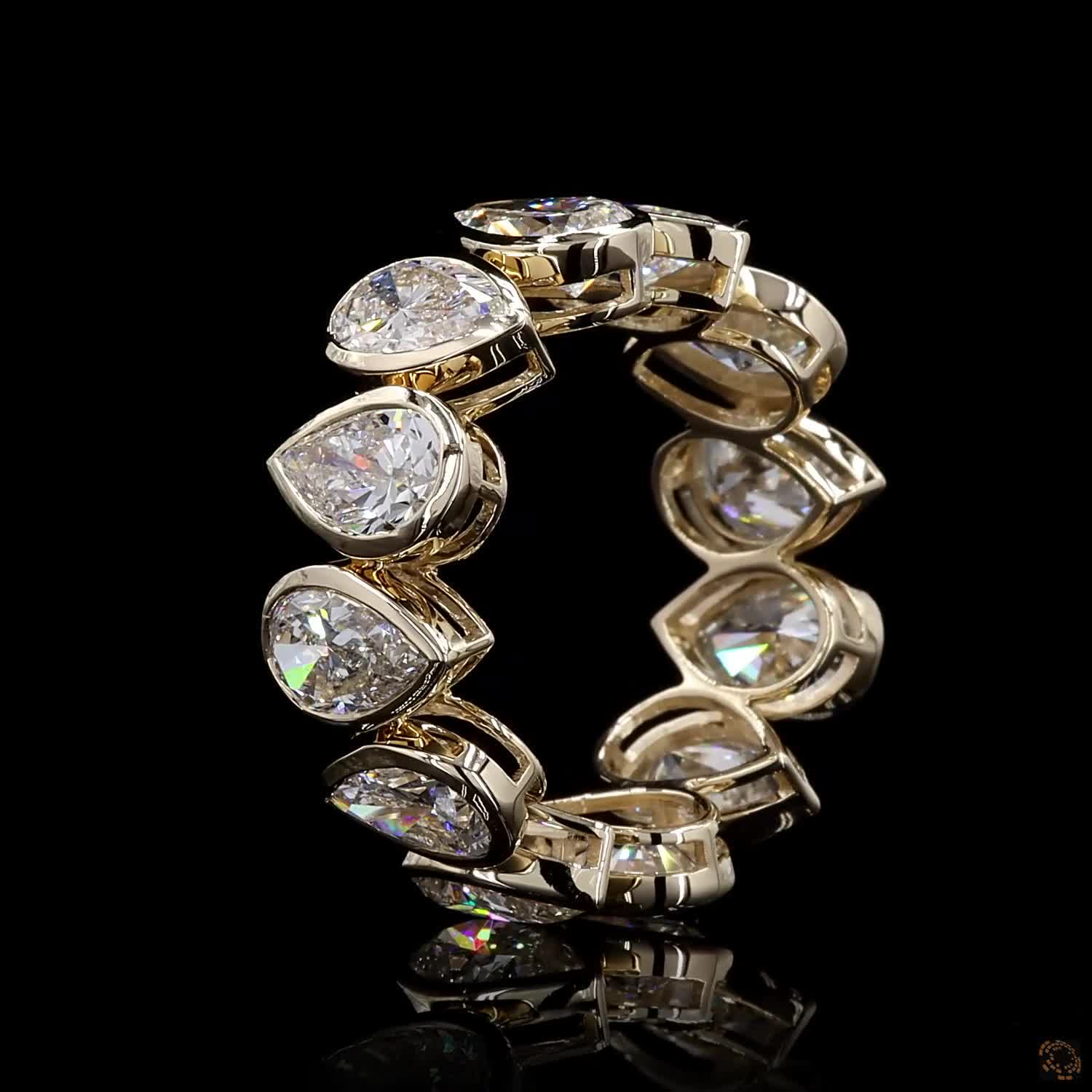7.89 CT 14K Gold Pear Cut Diamond Eternity Band Ring | Luxury Teardrop Diamond Wedding & Anniversary Ring
