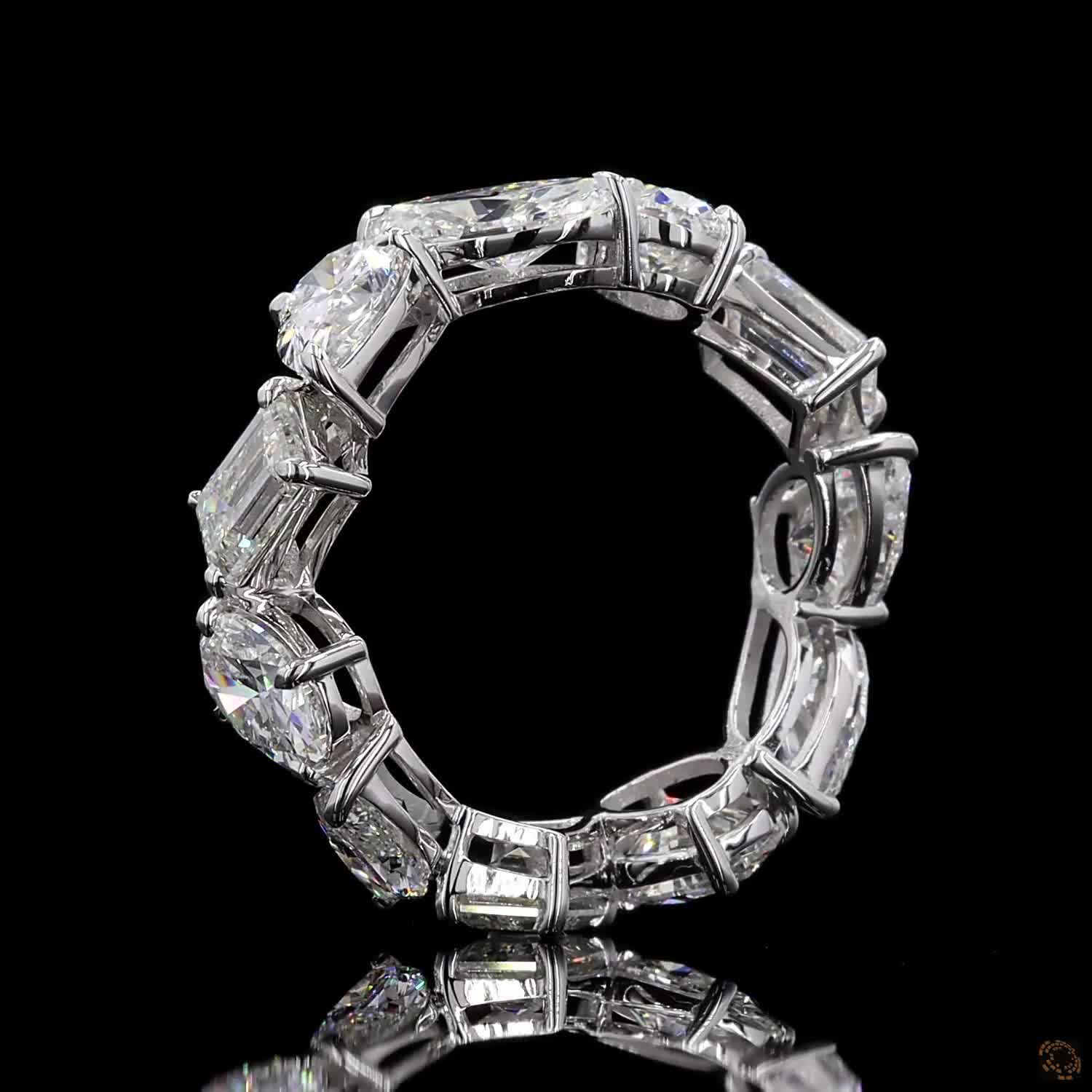 7.14 Ct 14K White Gold Mixed-Cut Diamond Eternity Ring | Multi-Shape Prong Set Wedding Band