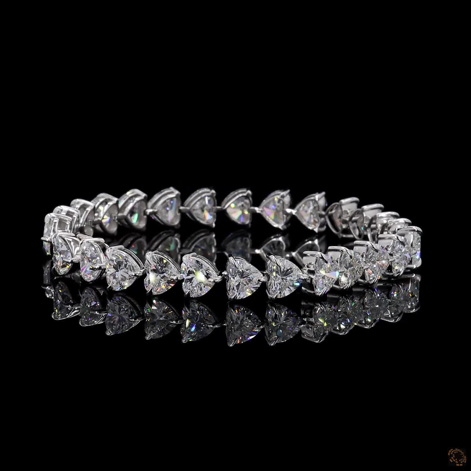 27.55 Ct Heart Shaped Diamond Eternity Line Bracelet in White Gold