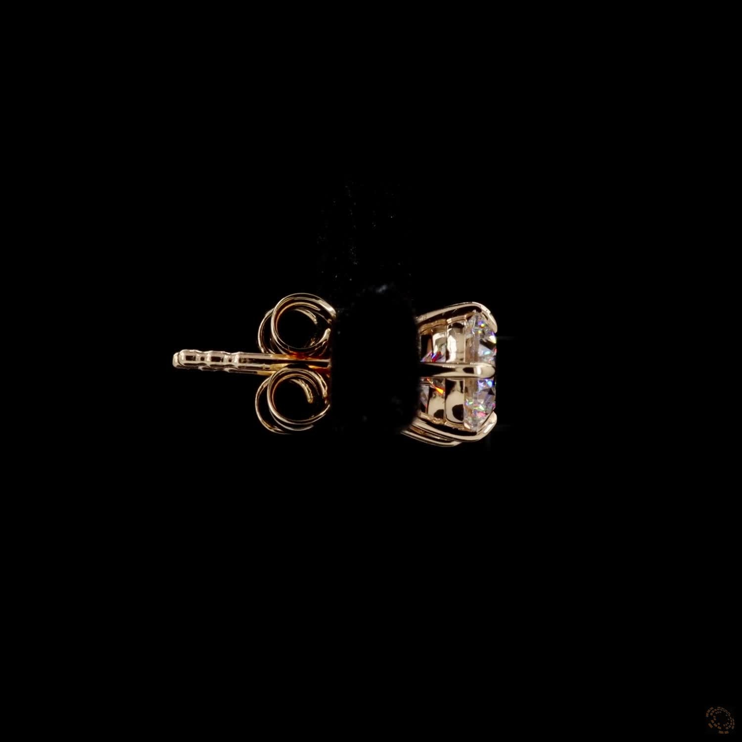 1.43 Ct Round Diamond Solitaire Stud Earrings, High-Polish 14K Yellow Gold Compass-Set Single-Claw Studs for Women