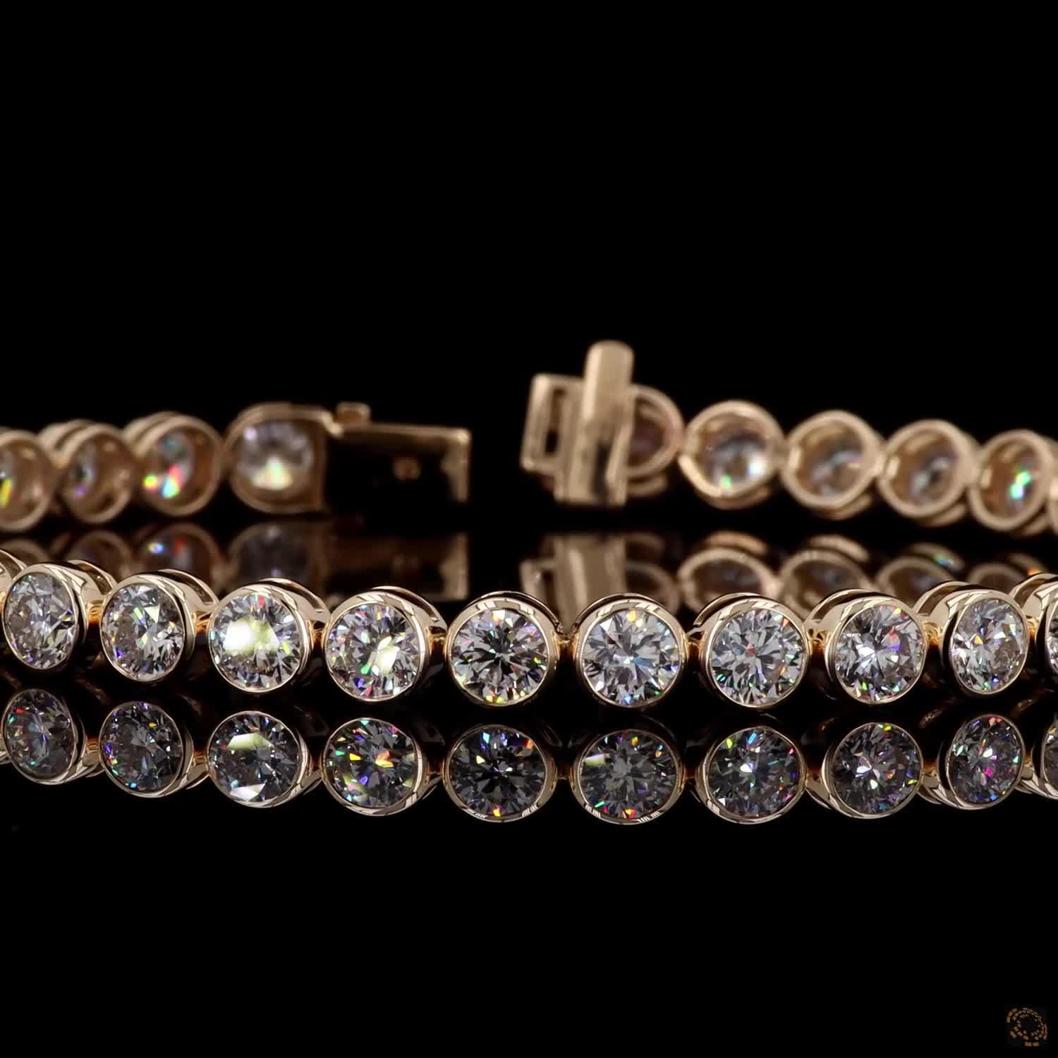 9.86 Ct Bezel-Set Round Diamond Tennis Bracelet in 14K Yellow Gold