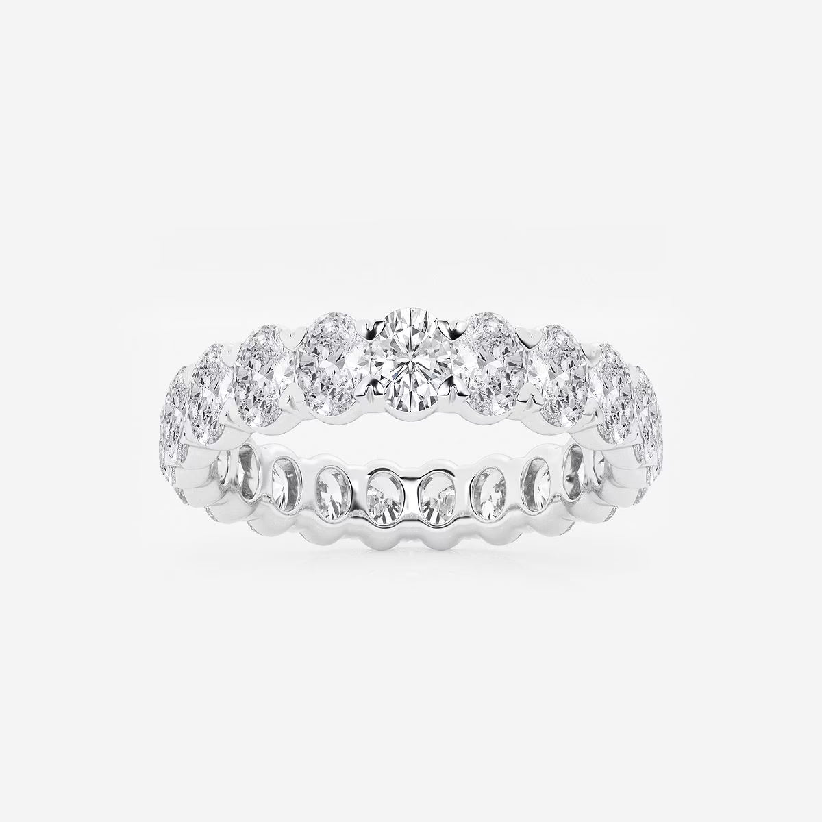 3.00 Ct Oval Diamond Eternity Band (North-South Set) Prong Set Wedding Ring