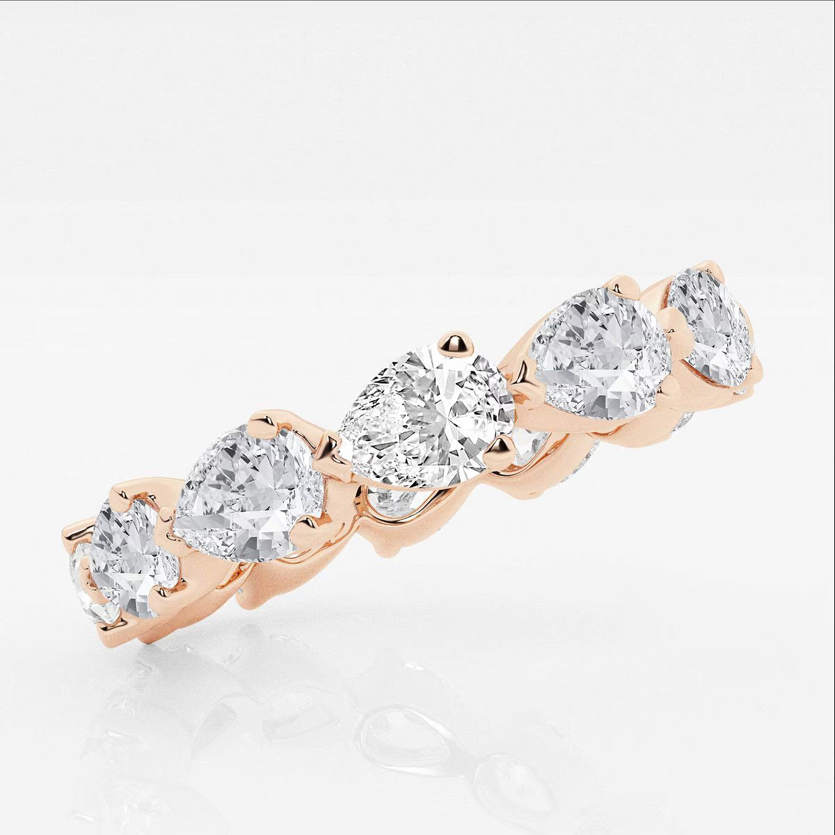 2.00 Ct Pear Floating Diamond Eternity Ring with Prong Set Wedding Ring