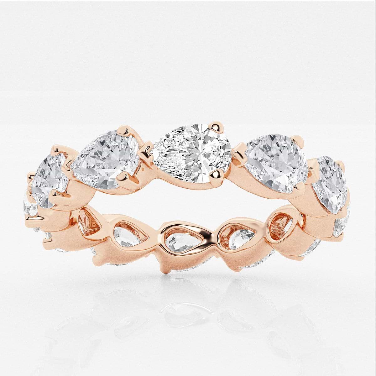 3.00 Ct Pear Floating Diamond Eternity Ring with Prong Set Wedding Ring