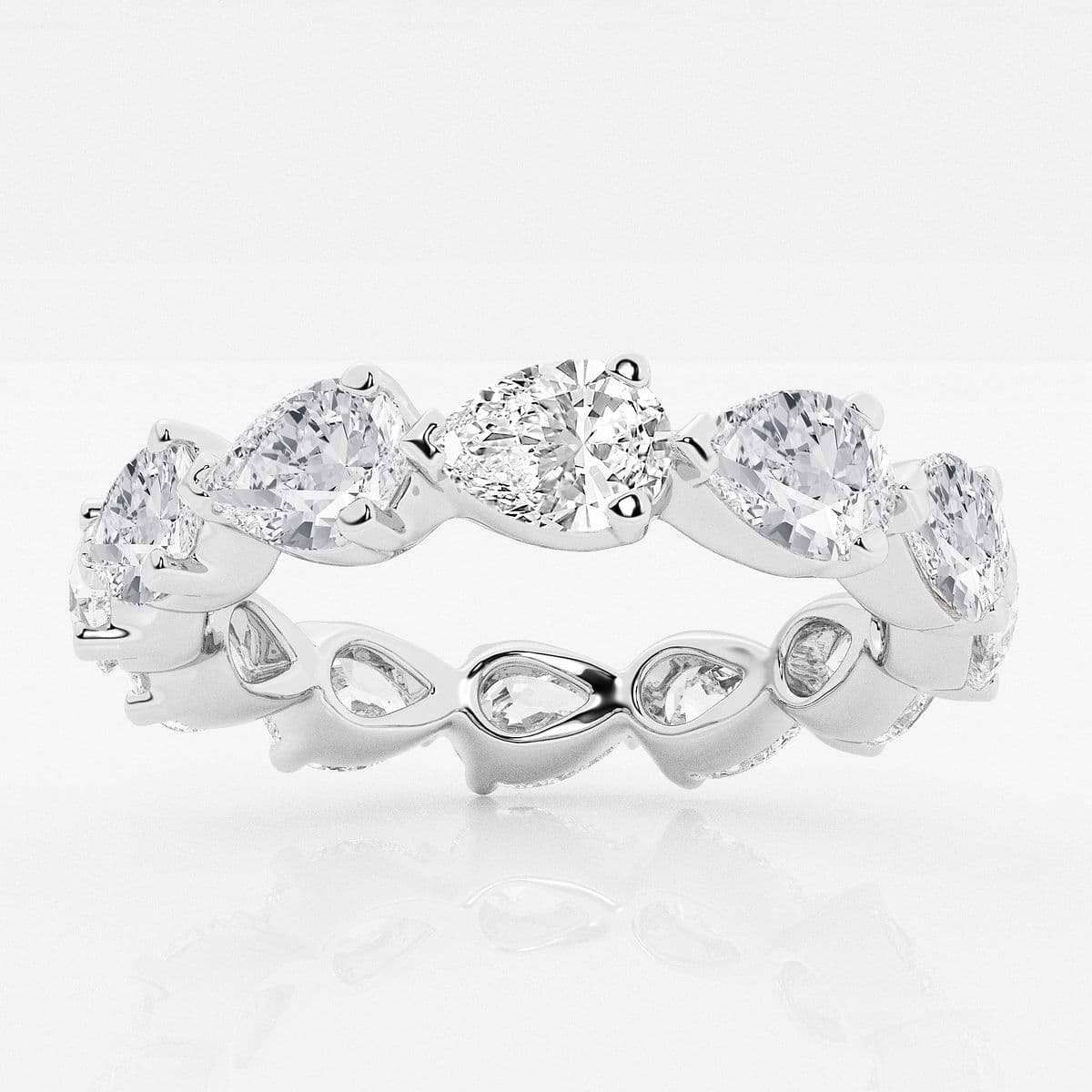 2.00 Ct Pear Floating Diamond Eternity Ring with Prong Set Wedding Ring
