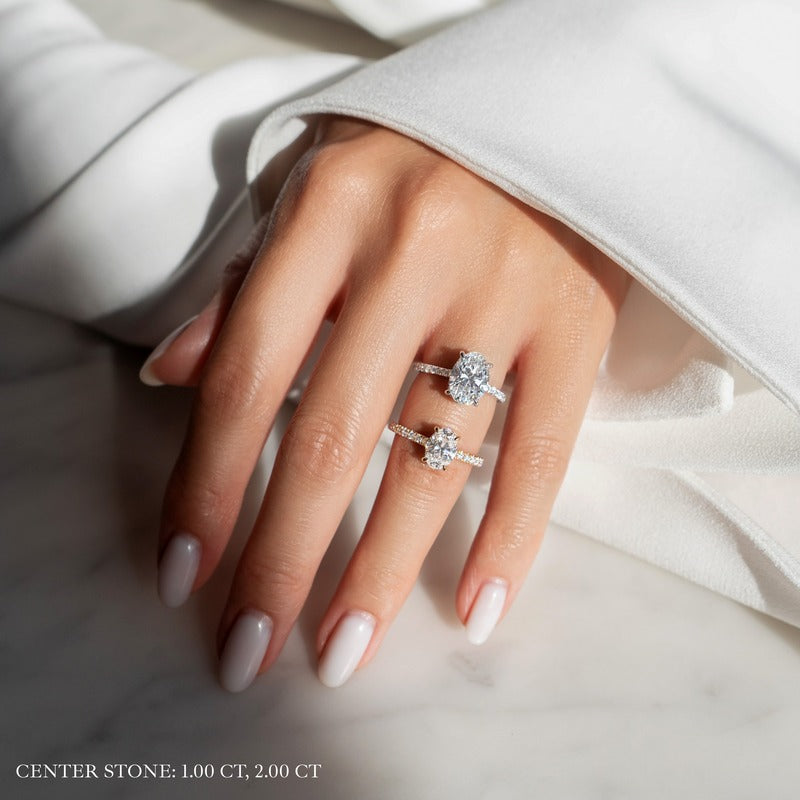 2.30 Ct In Oval Bardot Scallop Engagement Ring