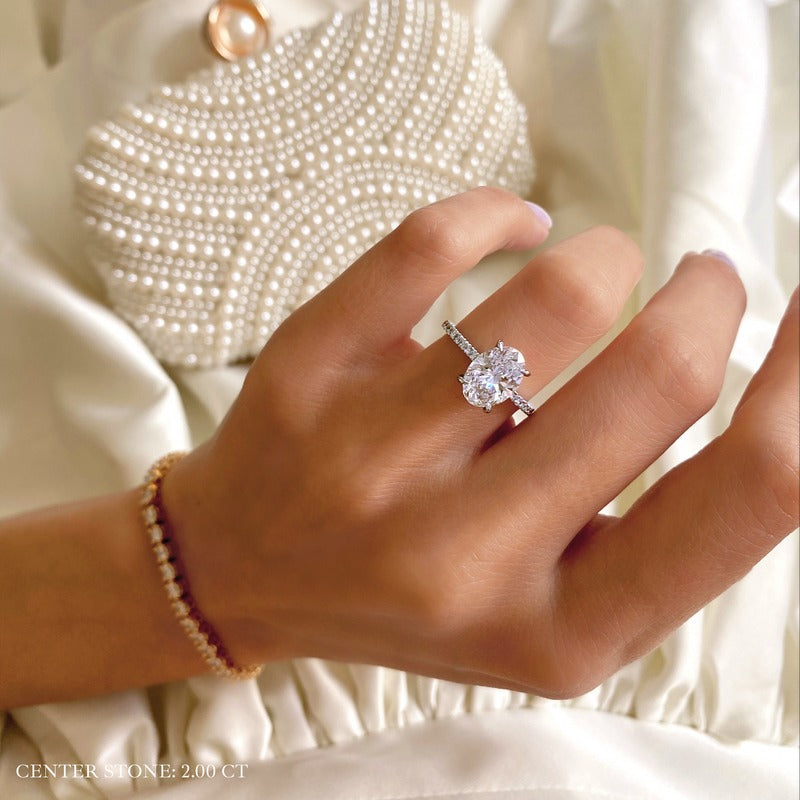 2.30 Ct In Oval Bardot Scallop Engagement Ring