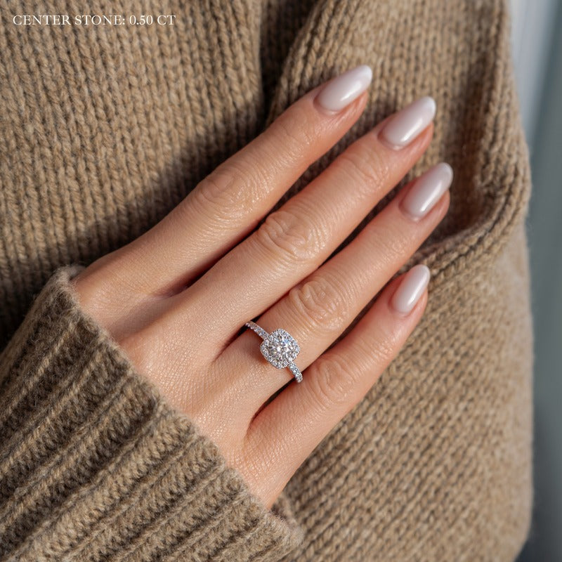 2.30 Ct In Round Bardot Scallop Engagement Ring