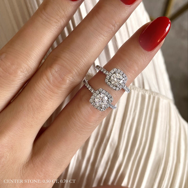 2.30 Ct In Round Bardot Scallop Engagement Ring