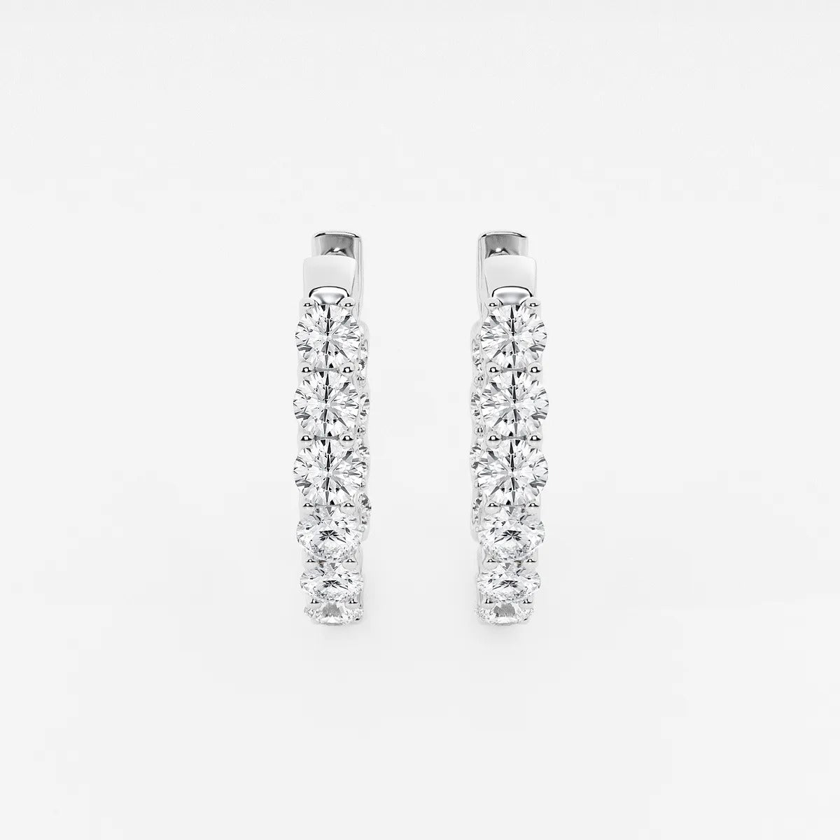 3 Ct Round Lab Grown Diamond Oval-Shaped Inside Out Hoop Earrings