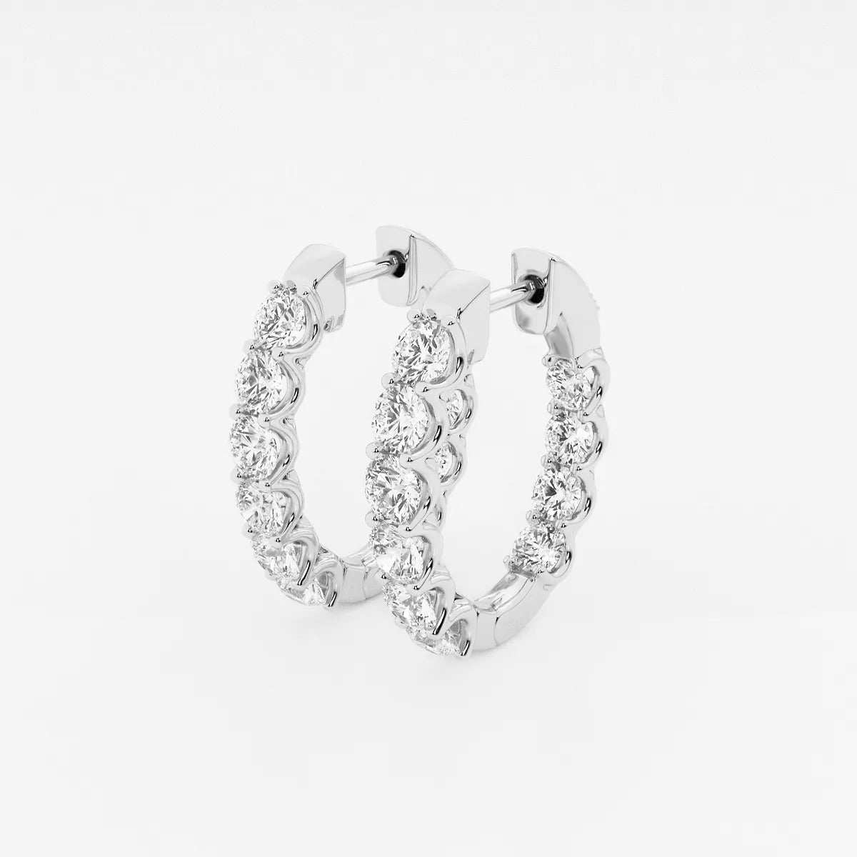 3 Ct Round Lab Grown Diamond Oval-Shaped Inside Out Hoop Earrings
