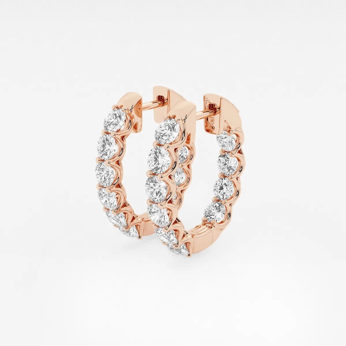 4 ct Round Lab Grown Diamond Oval-Shaped Inside Out Hoop Earrings