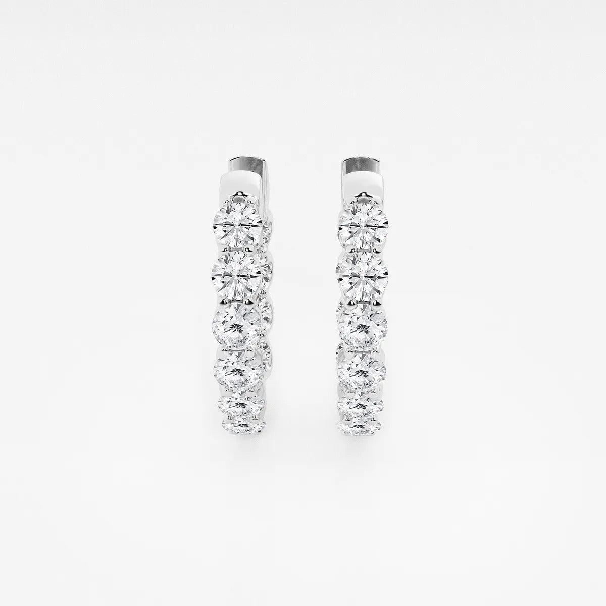 4 ct Round Lab Grown Diamond Oval-Shaped Inside Out Hoop Earrings