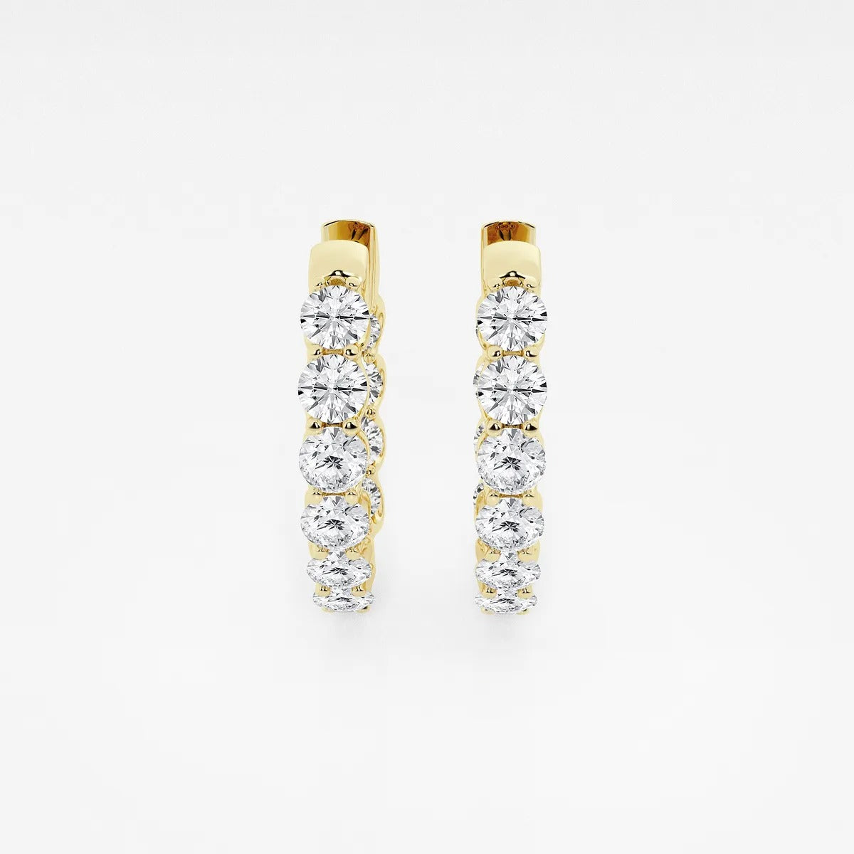 4 ct Round Lab Grown Diamond Oval-Shaped Inside Out Hoop Earrings